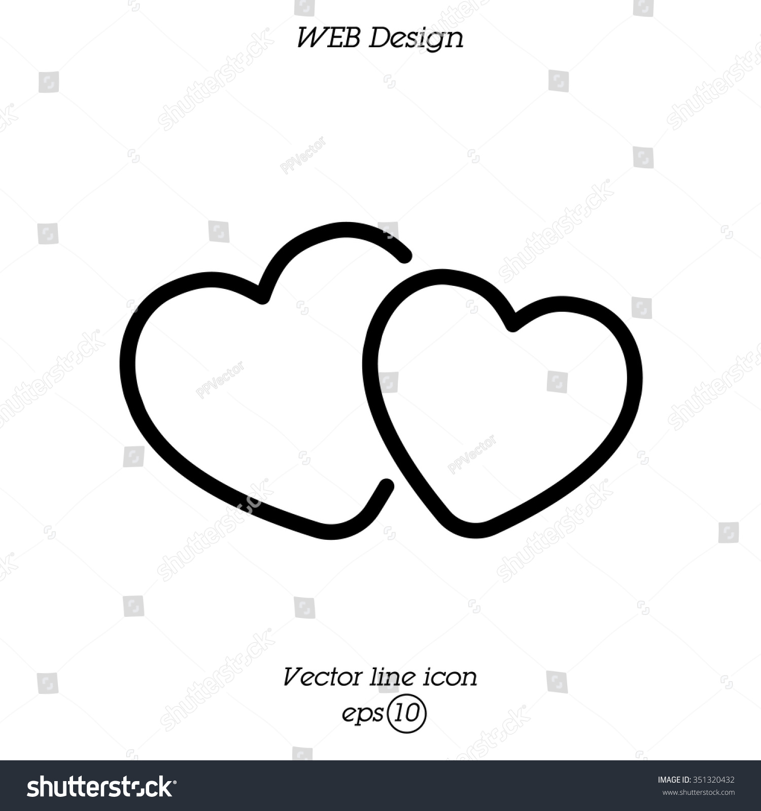 SVG of Web line icon. Two hearts. svg