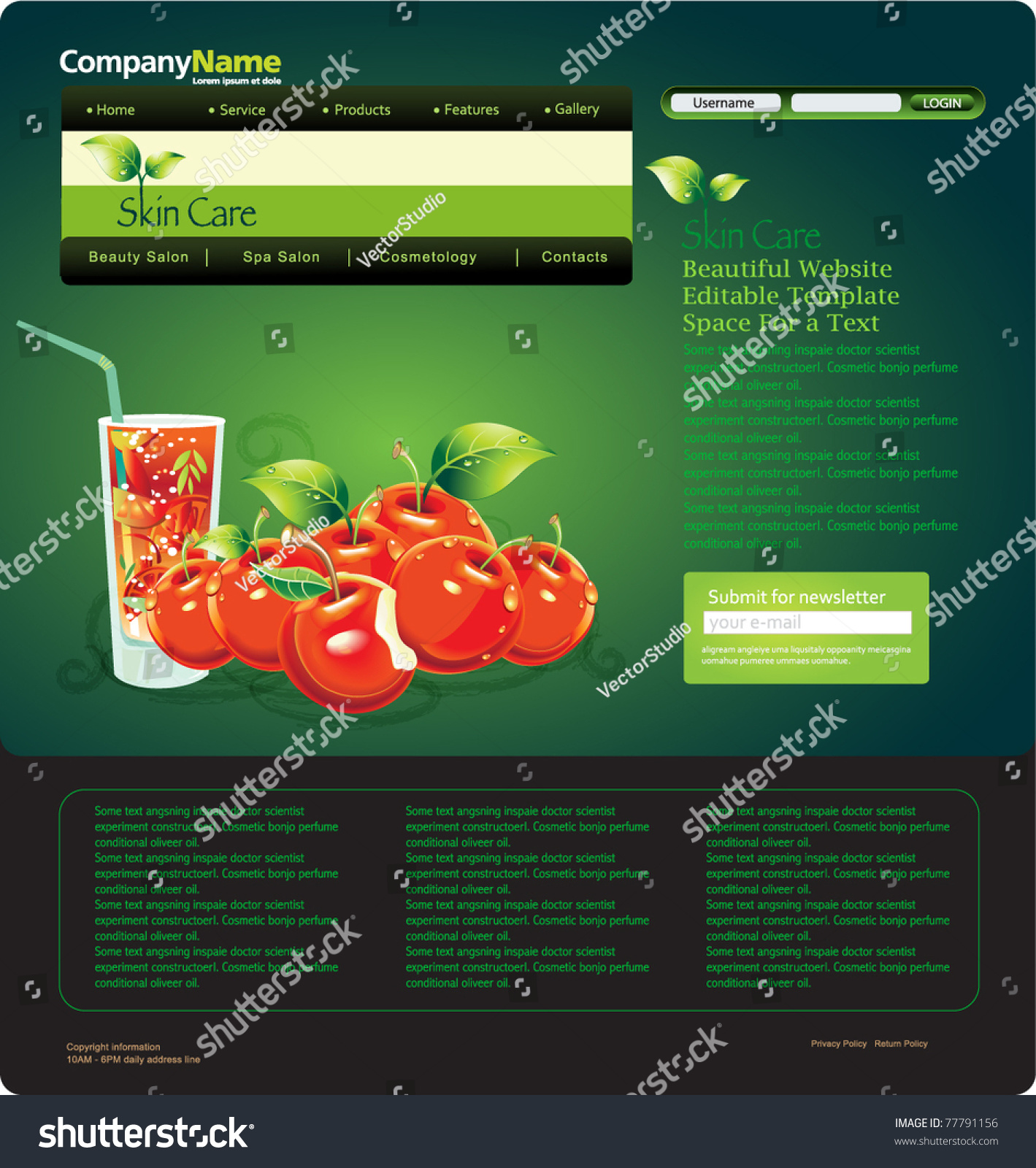 Website Design Template Fresh Apple Cherry Stock Vector Royalty Free