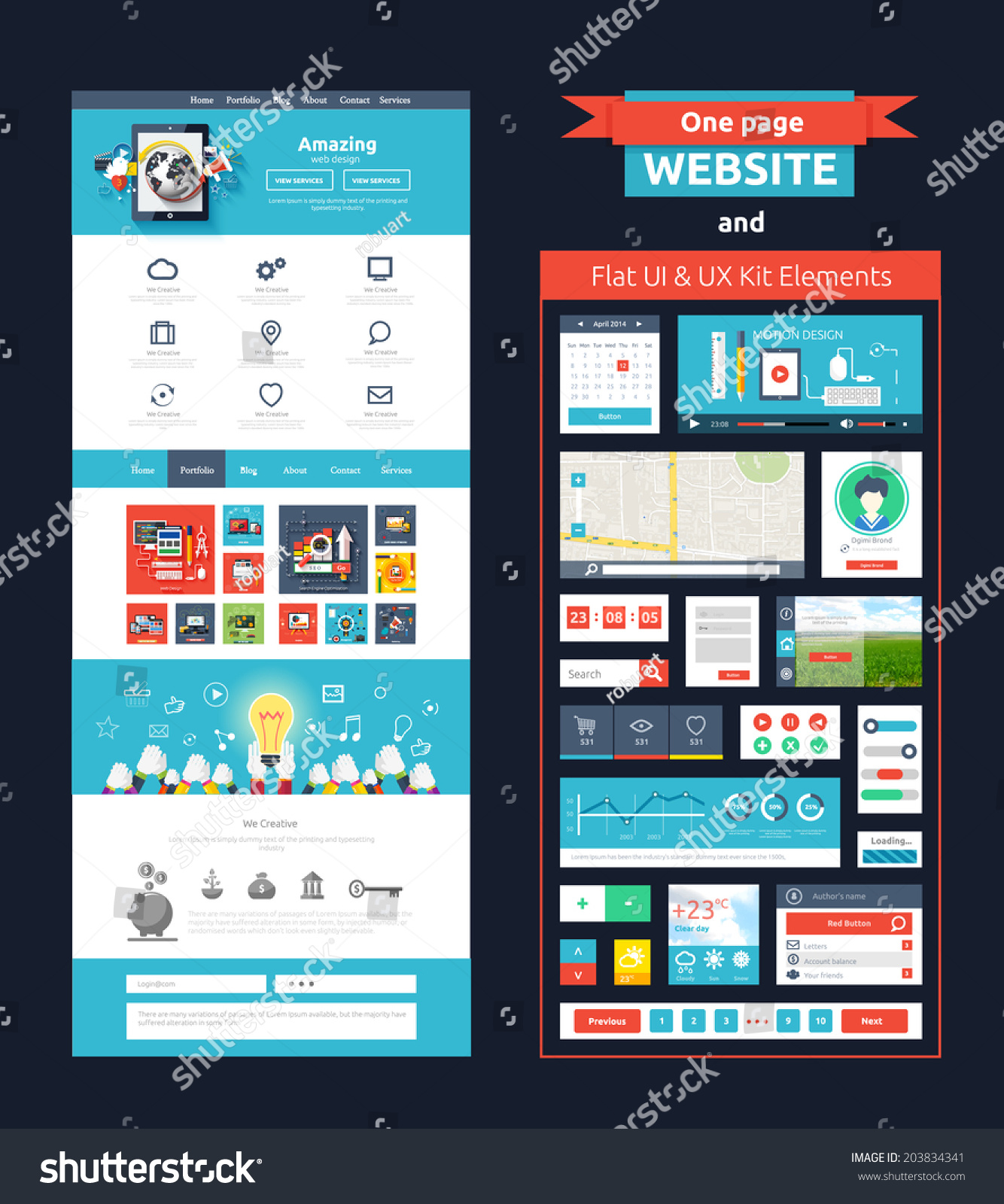 Website Page Template Web Design Set Stock Vector 203834341 - Shutterstock