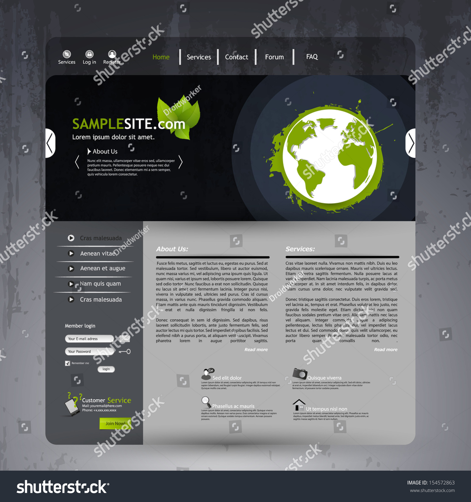 Website Template Eco Stock Vector (Royalty Free) 154572863 | Shutterstock