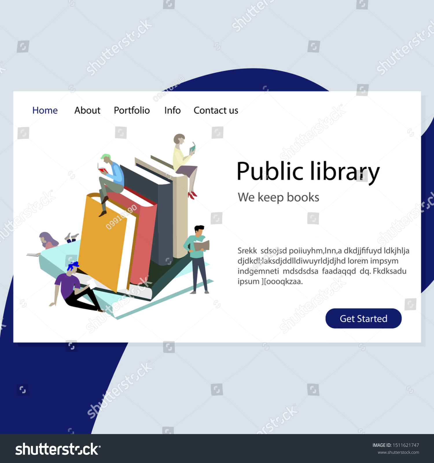 Website Template Public Library Illustration We Stock Vector (Royalty ...