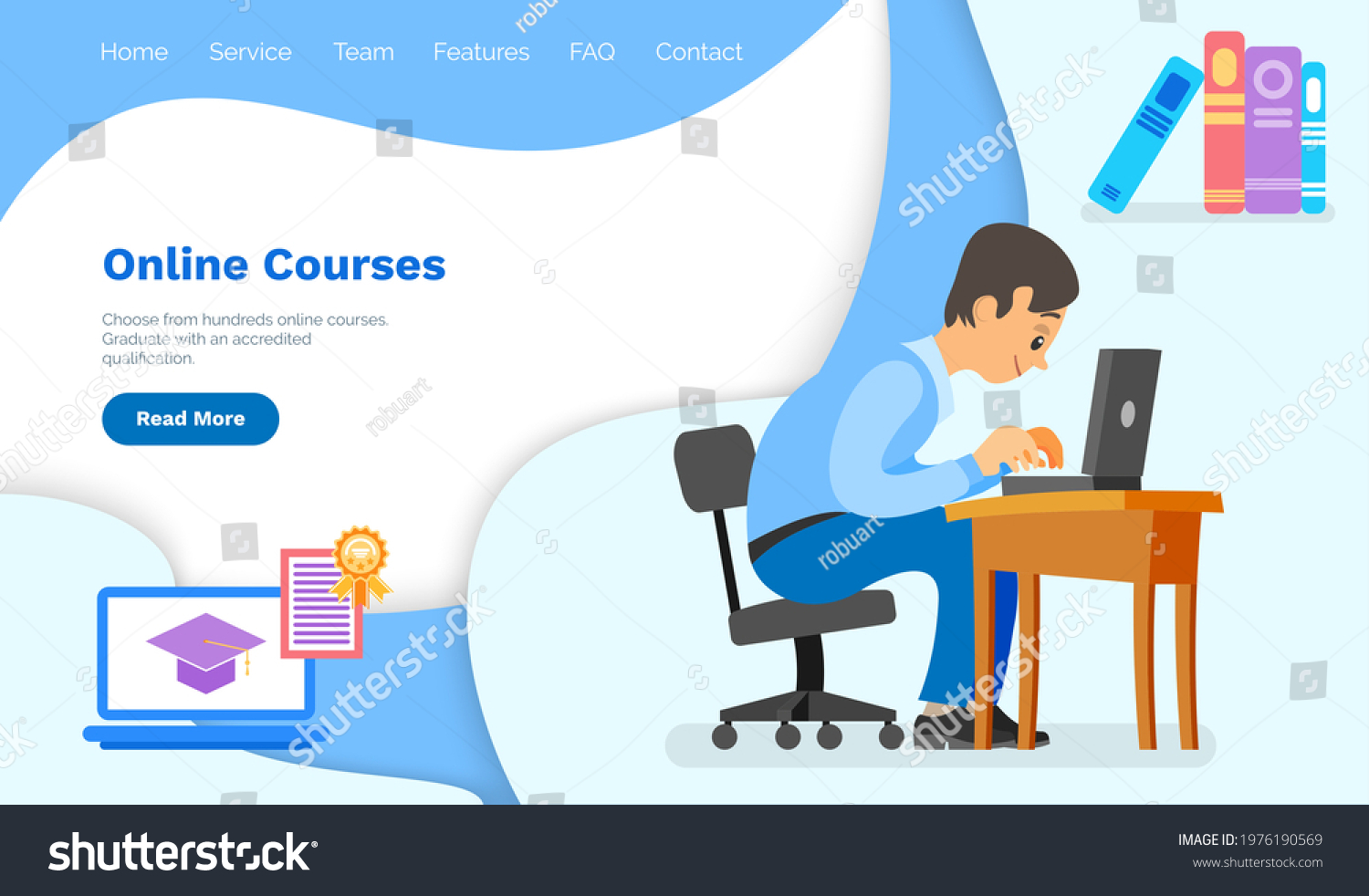 Website Online Courses Landing Page Template Stock Vector (Royalty Free ...