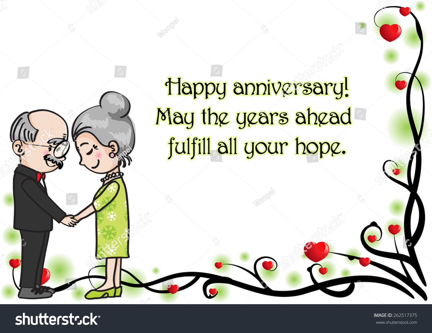 Wedding Anniversary Greeting Card Vector Old Stock Vector 262517375 