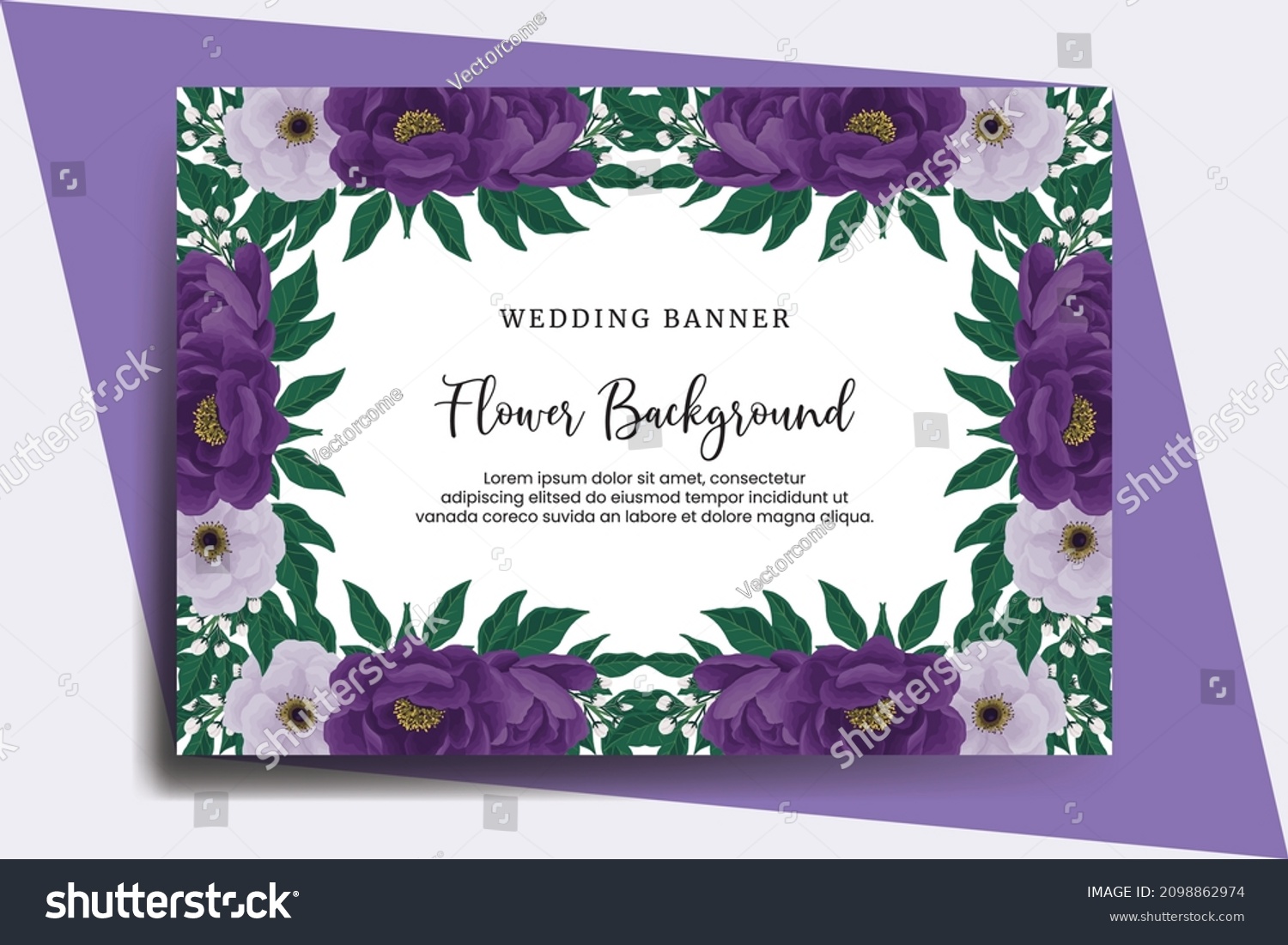 SVG of Wedding banner flower background, Digital watercolor hand drawn Purple Peony Flower design Template svg