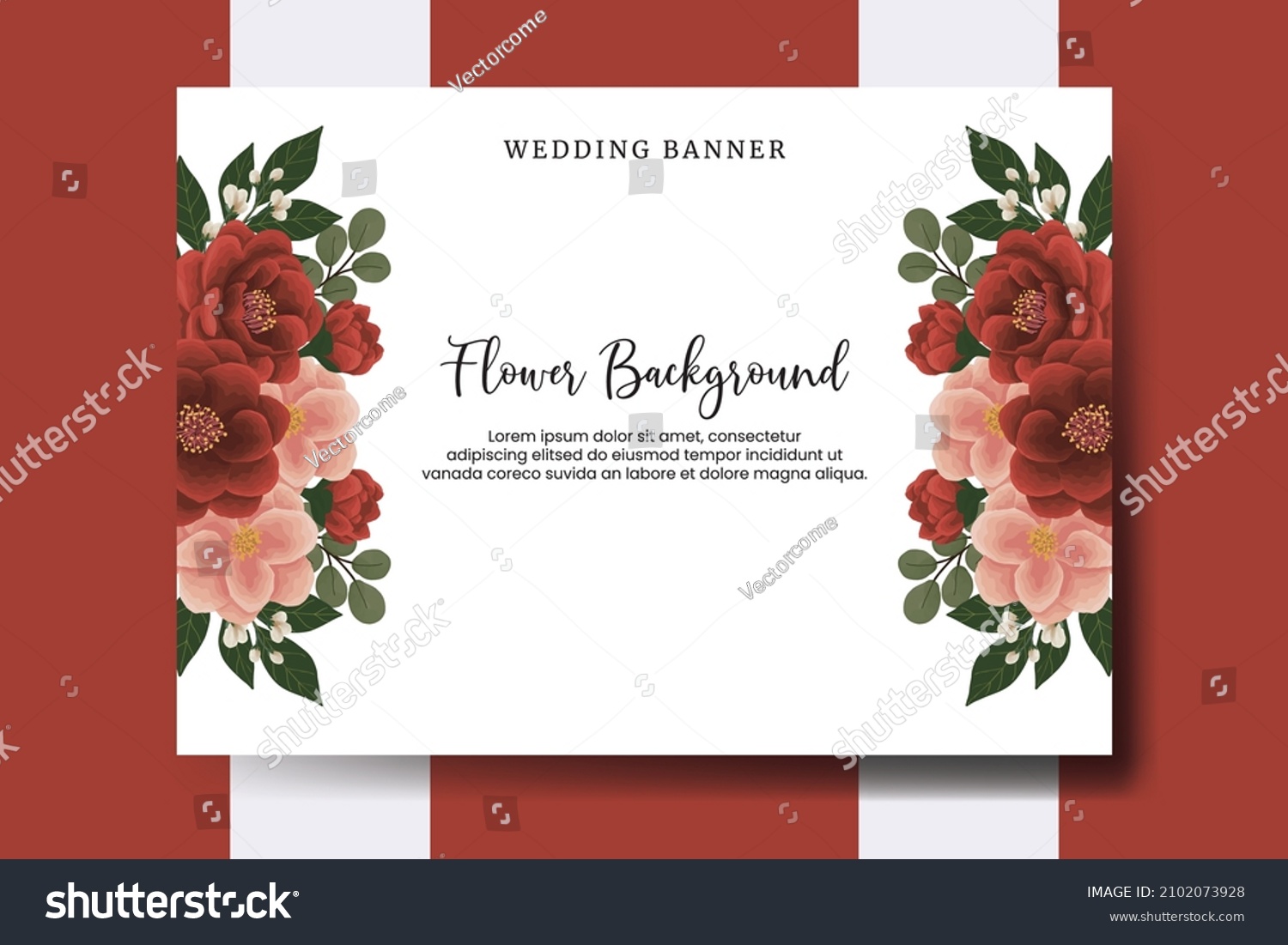 SVG of Wedding banner flower background, Digital watercolor hand drawn Red Peony with Pink Camellia Flower design Template svg