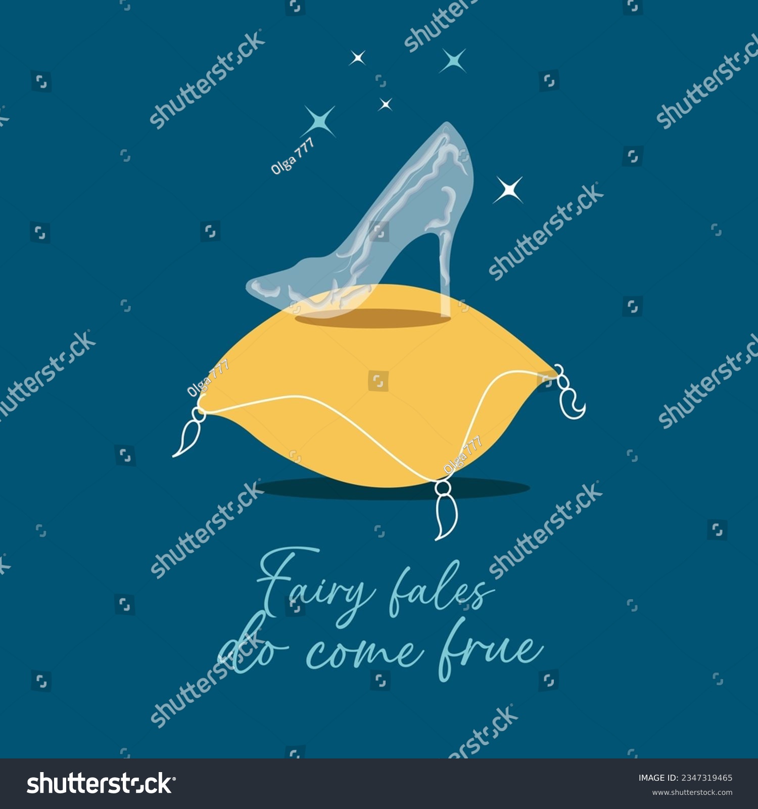 SVG of Wedding card isolated. Cinderella's glass slipper on a pillow,dating  blind date concept. Vector illustration with text on dark blue background.  svg