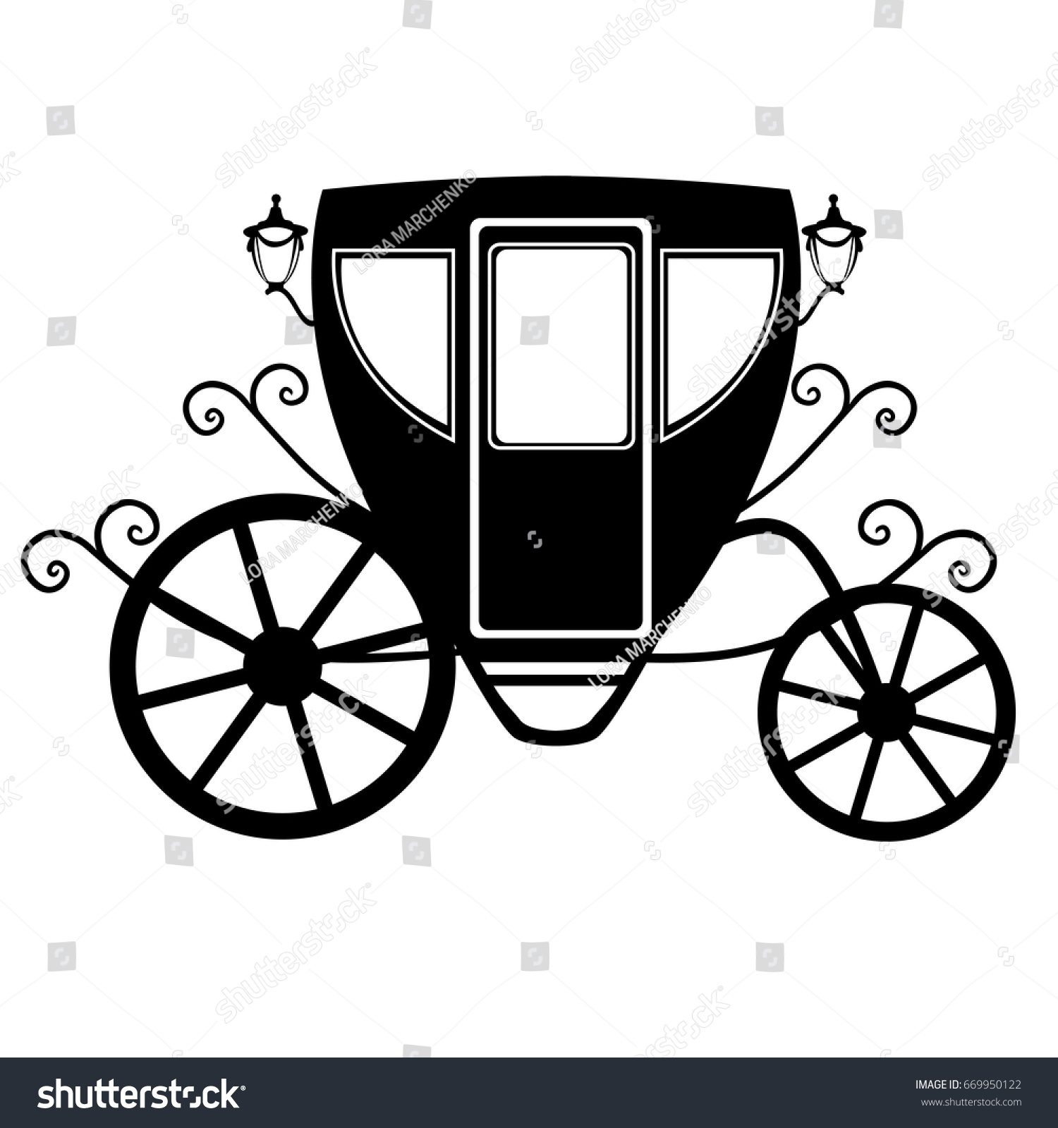 Wedding Carriage Decorative Brougham Coach Vintage Stock Vector ...