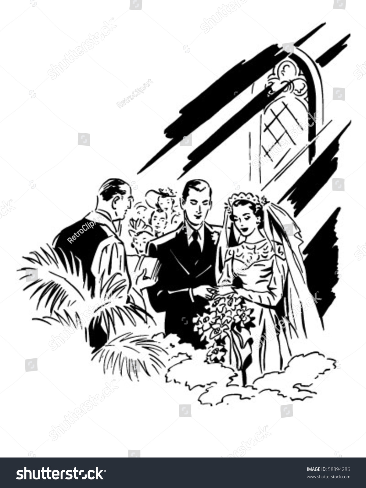 Download Wedding Ceremony Retro Clip Art Stock Vector 58894286 ...