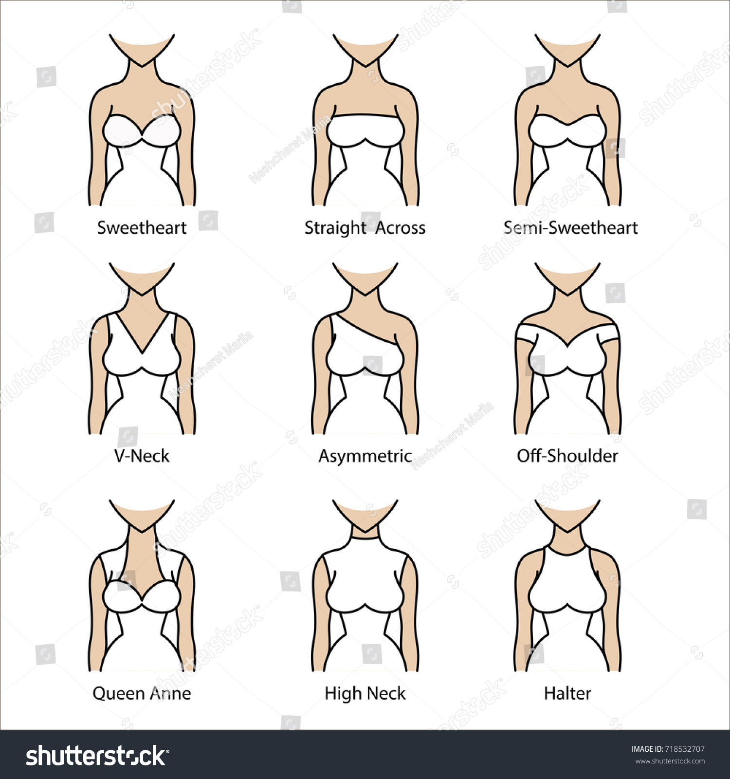 neckline types wedding dress