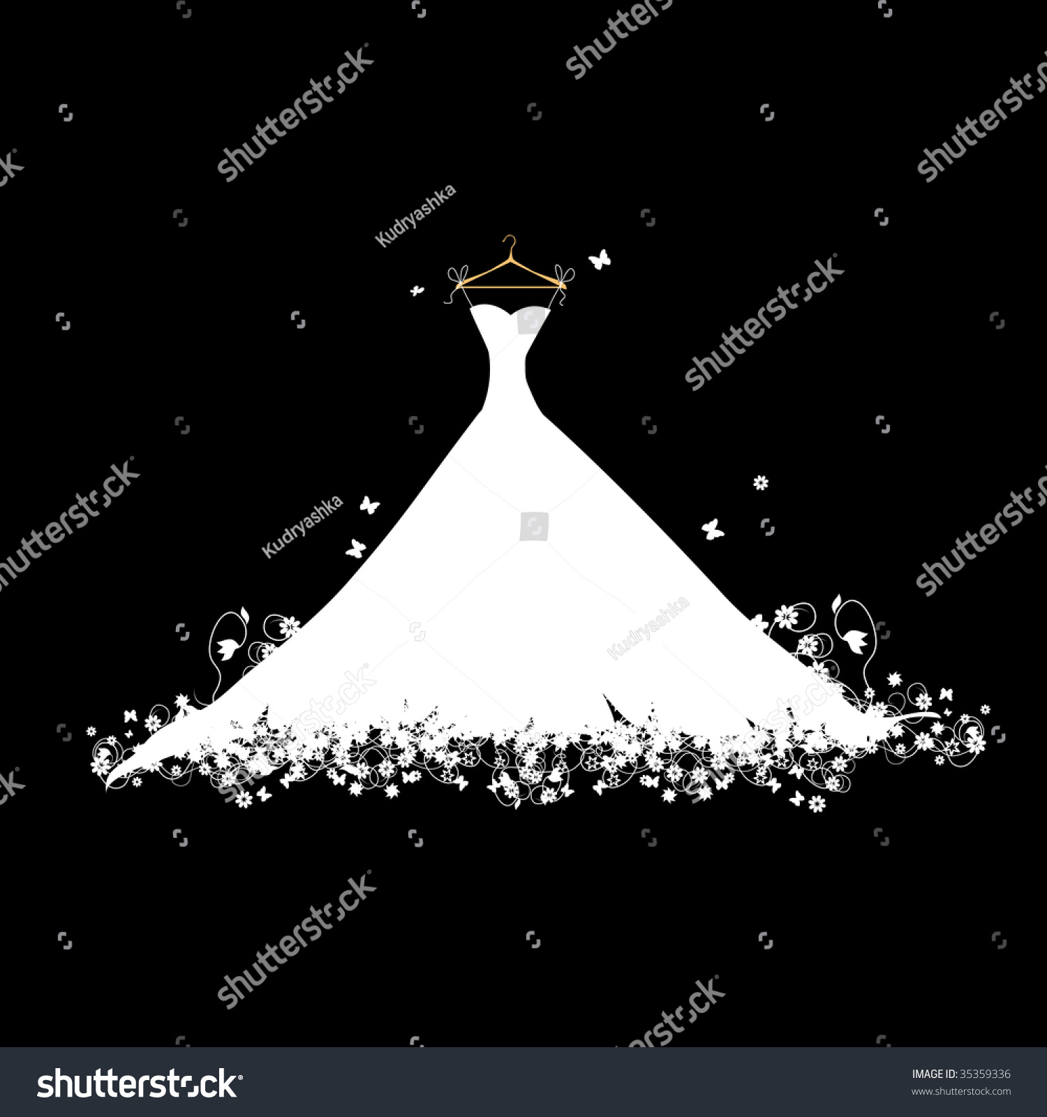SVG of Wedding dress white on black svg