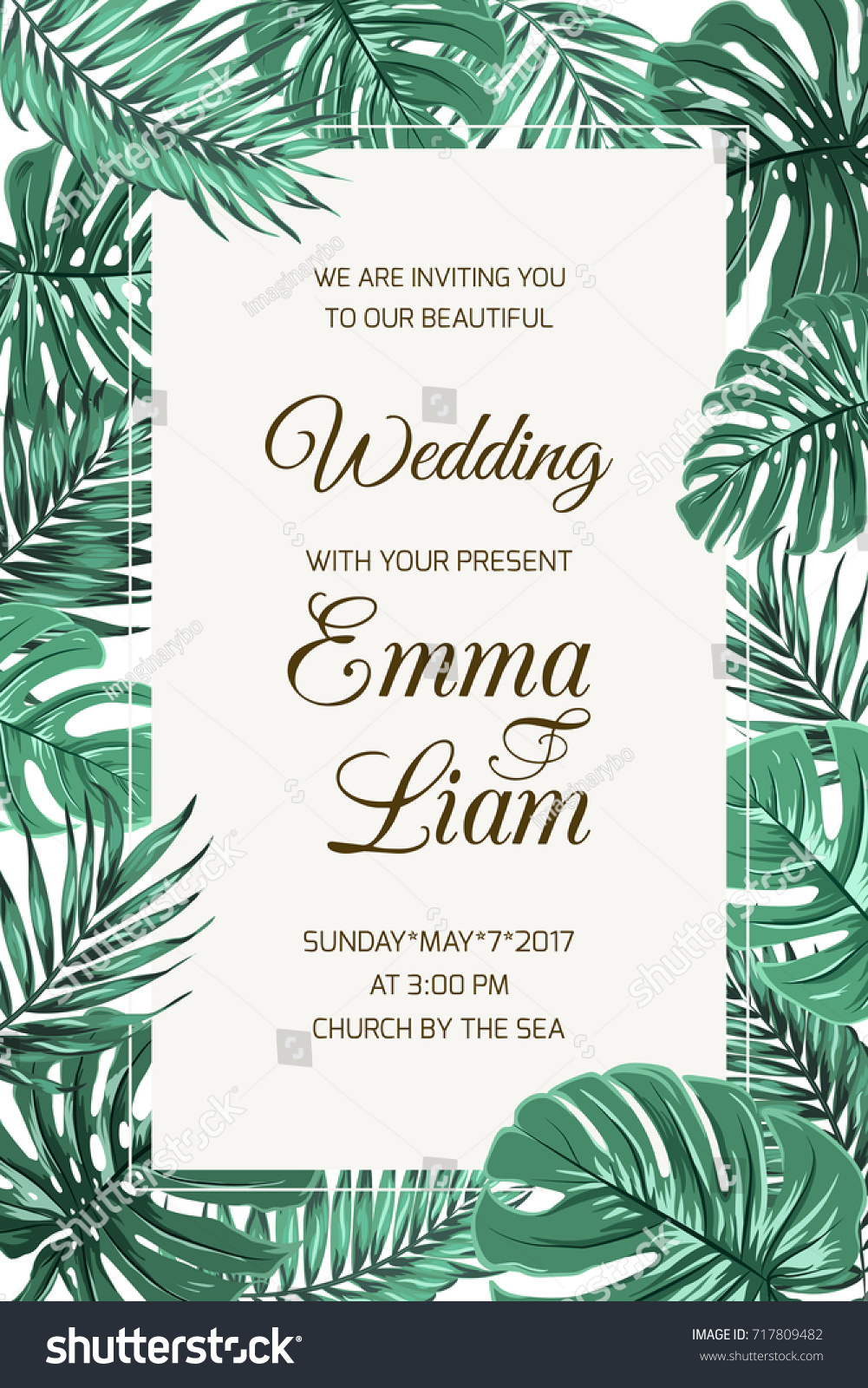 Wedding Event Invitation Card Template Exotic Stock Vector ...