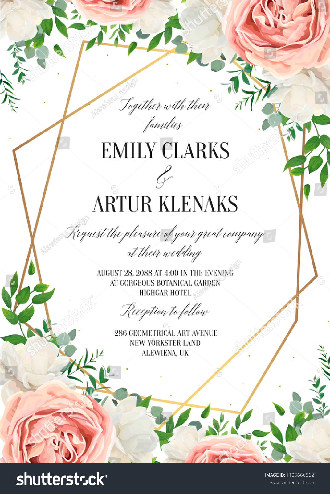 Wedding Floral Invite Invtation Card Design Stock Vector (Royalty Free ...