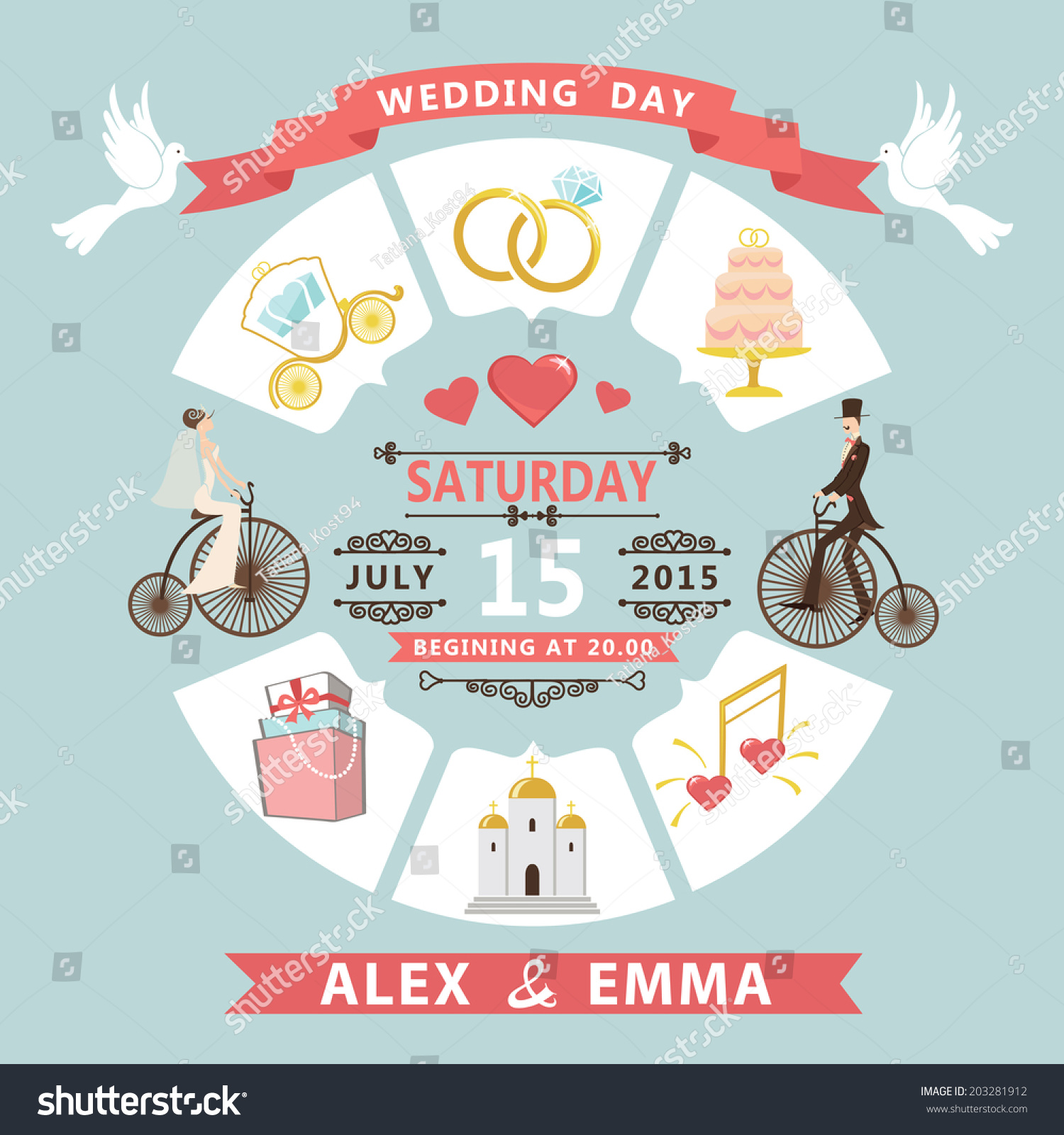 Wedding Infographic Set Cartoon Bride Groomwedding Stock Vector 203281912 Shutterstock Wedding Infographic Template