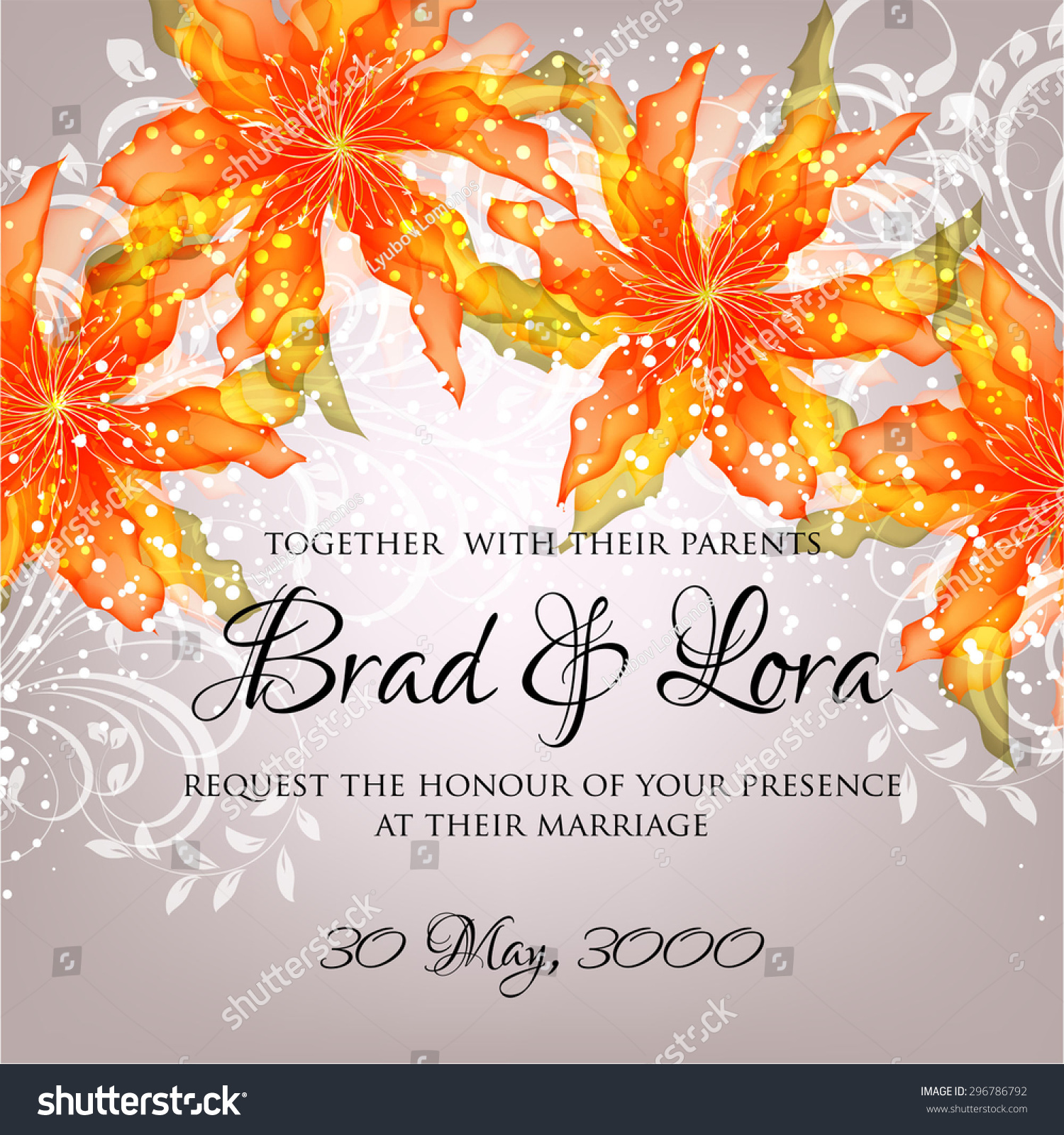 Wedding Invitation Stock Vector 296786792 : Shutterstock