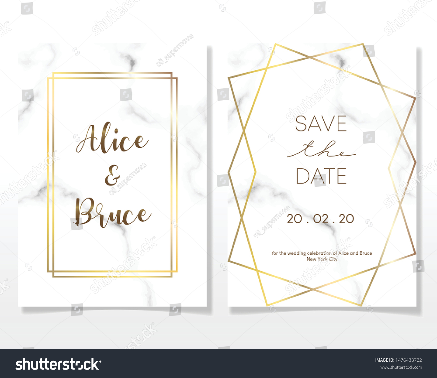 Wedding Invitation Card Design Golden Frames Stock Vector (Royalty Free ...