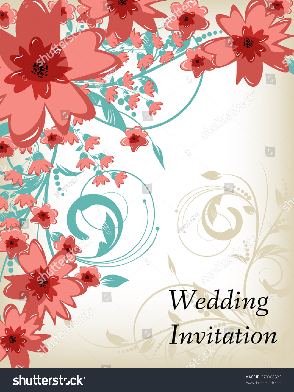 Wedding Invitation Card. Flowers Abstract Colorful Background. Romantic ...