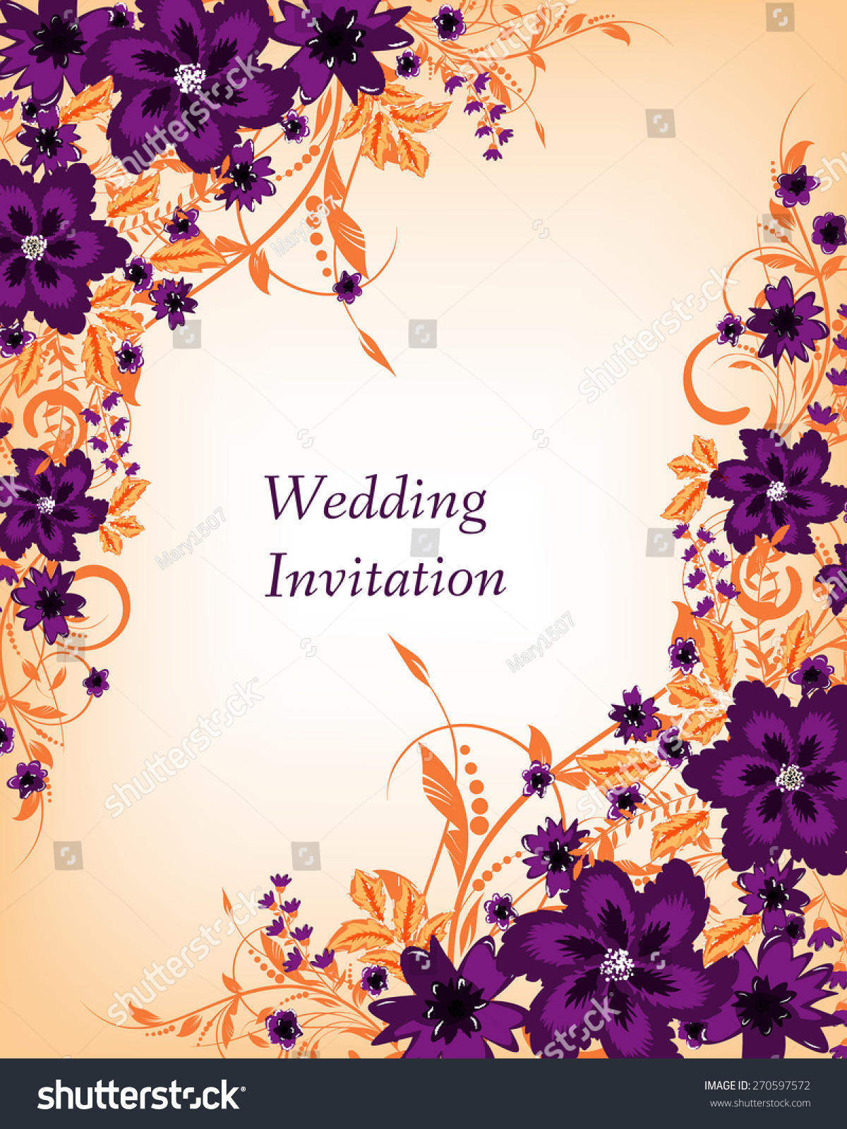 Wedding Invitation Card. Flowers Abstract Colorful Background. Romantic ...