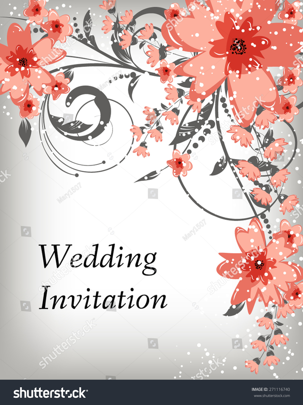 Wedding Invitation Card. Flowers Abstract Colorful Background. Romantic ...