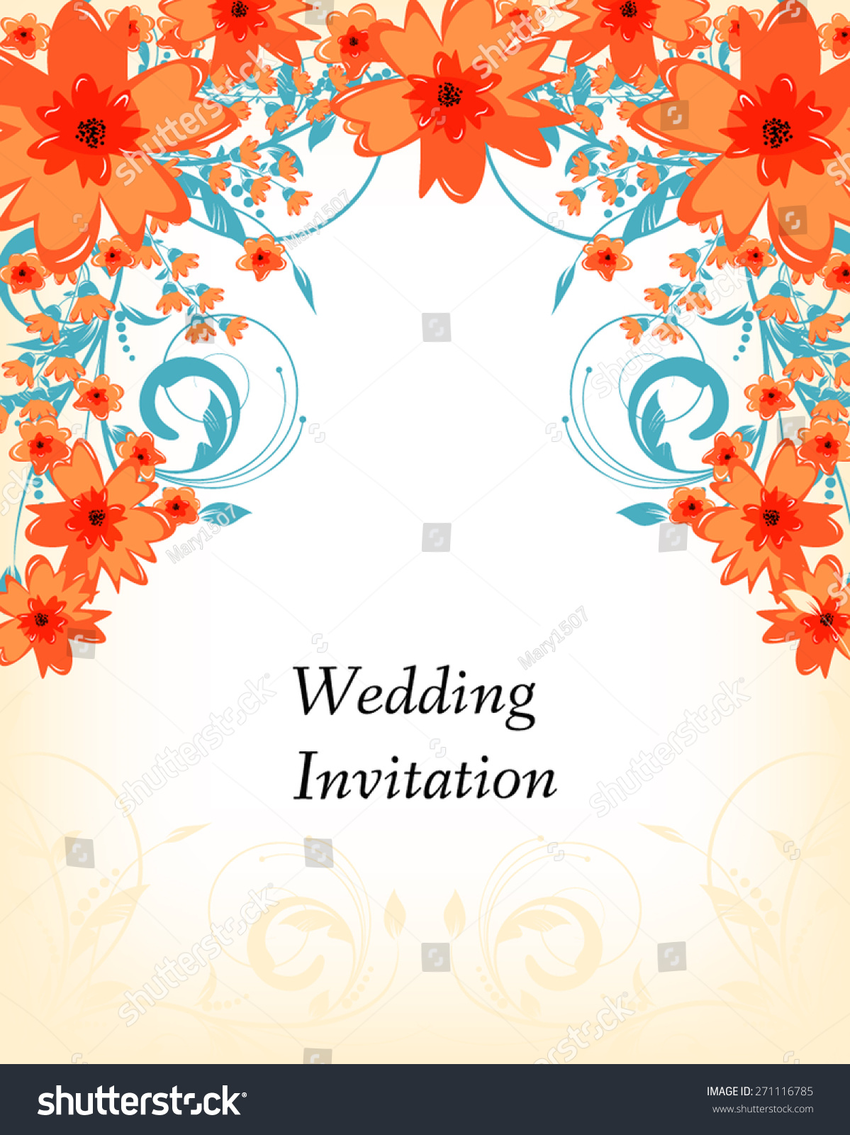 Wedding Invitation Card. Flowers Abstract Colorful Background. Romantic ...