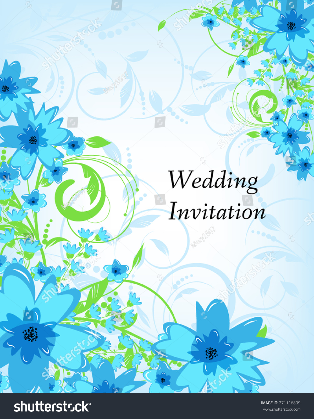 Wedding Invitation Card. Flowers Abstract Colorful Background. Romantic ...