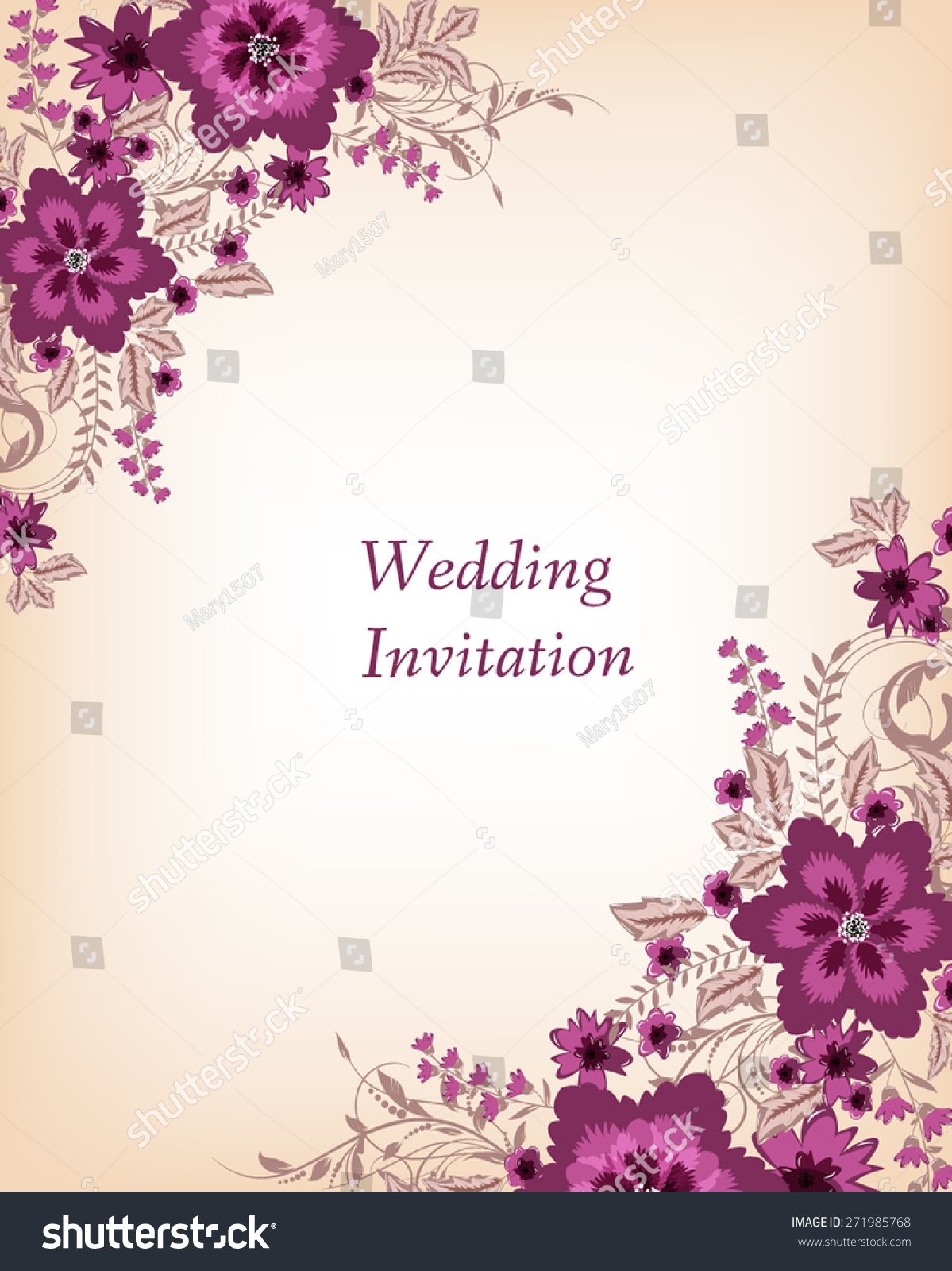 Wedding Invitation Card Flowers Abstract Colorful Stock Vector (Royalty ...