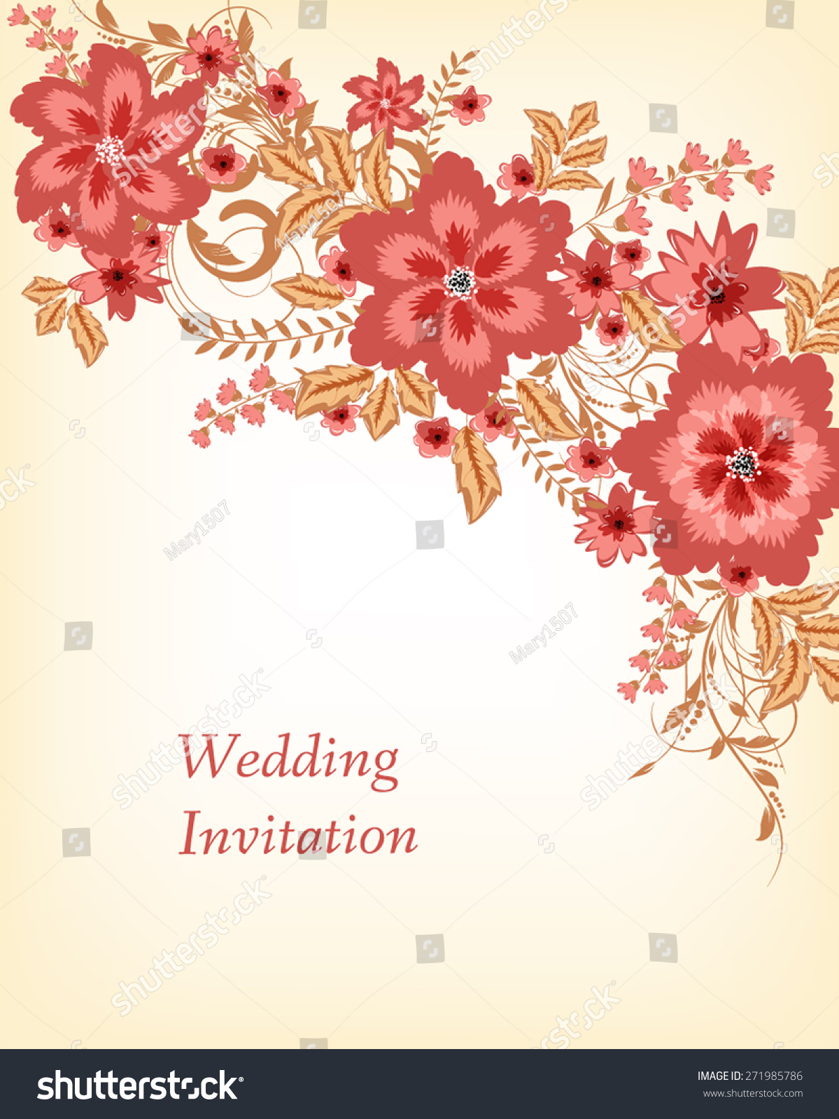 Wedding Invitation Card. Flowers Abstract Colorful Background. Romantic ...