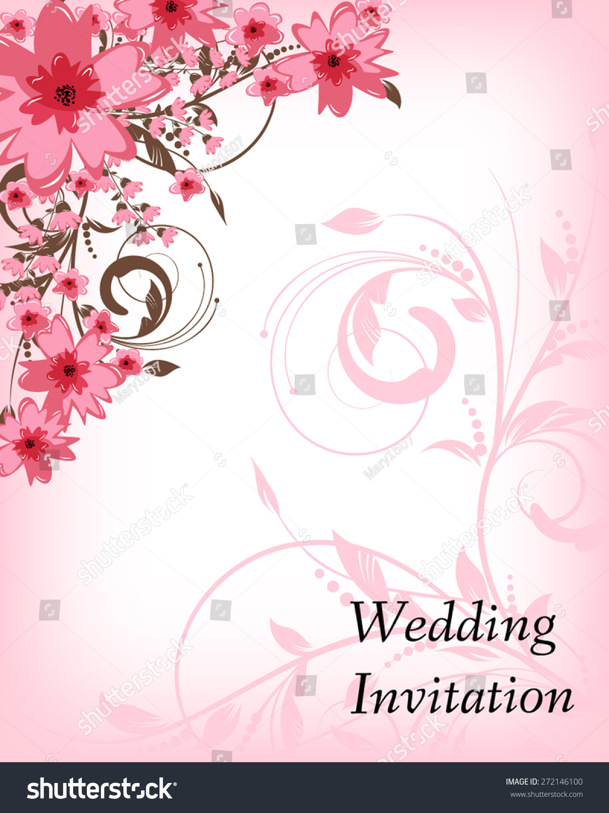 Wedding Invitation Card. Flowers Abstract Colorful Background. Romantic ...