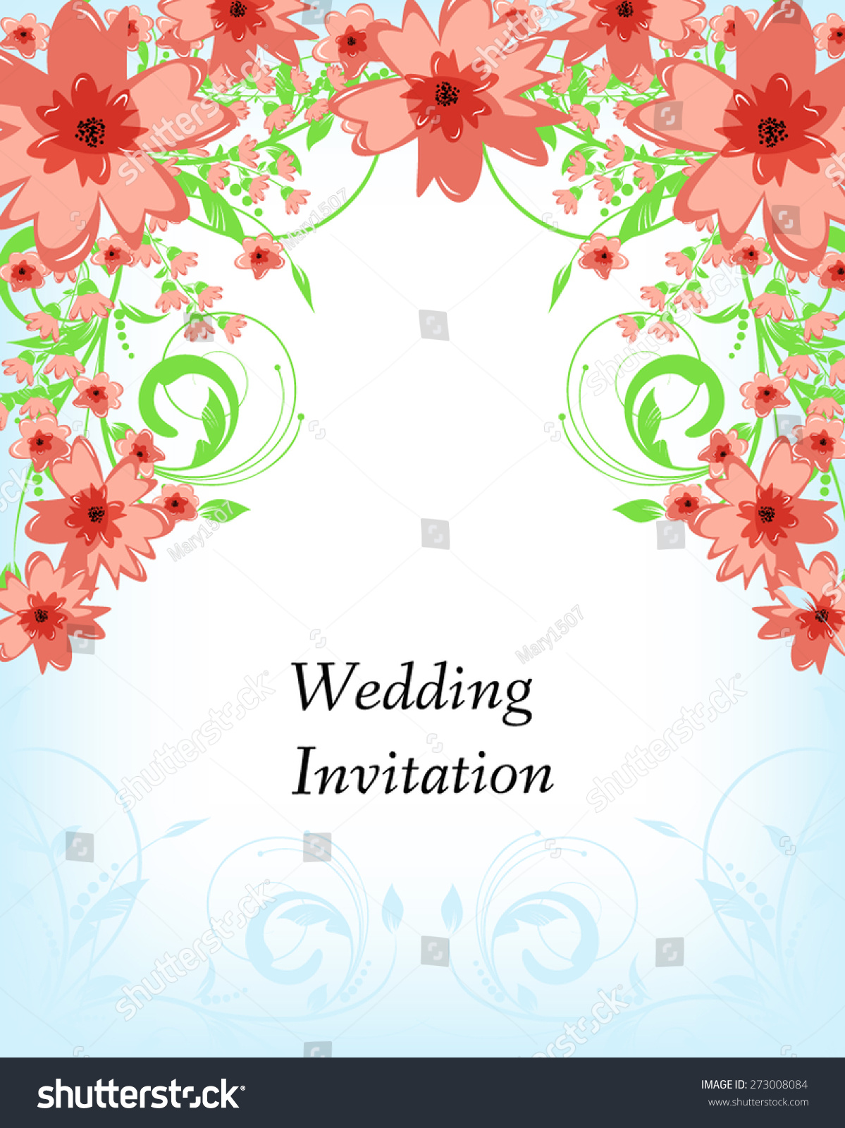 Wedding Invitation Card. Flowers Abstract Colorful Background. Romantic ...