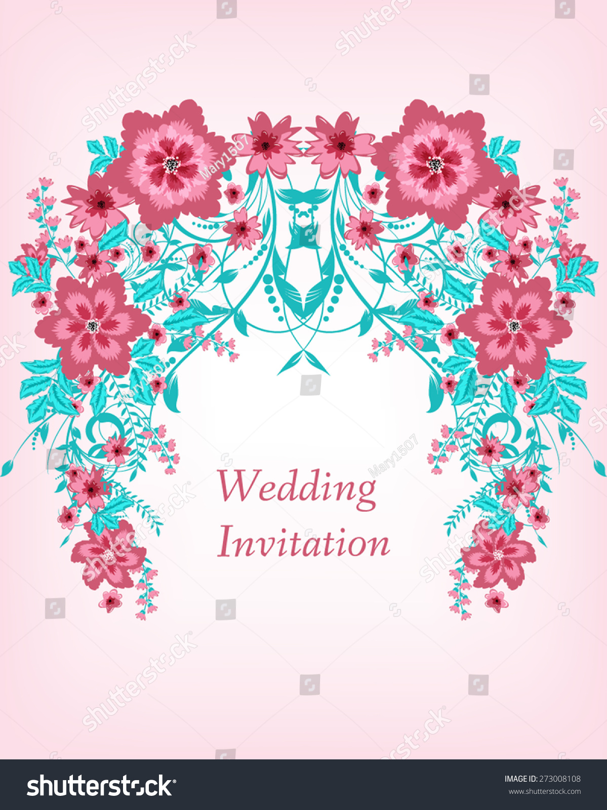 Wedding Invitation Card. Flowers Abstract Colorful Background. Romantic ...