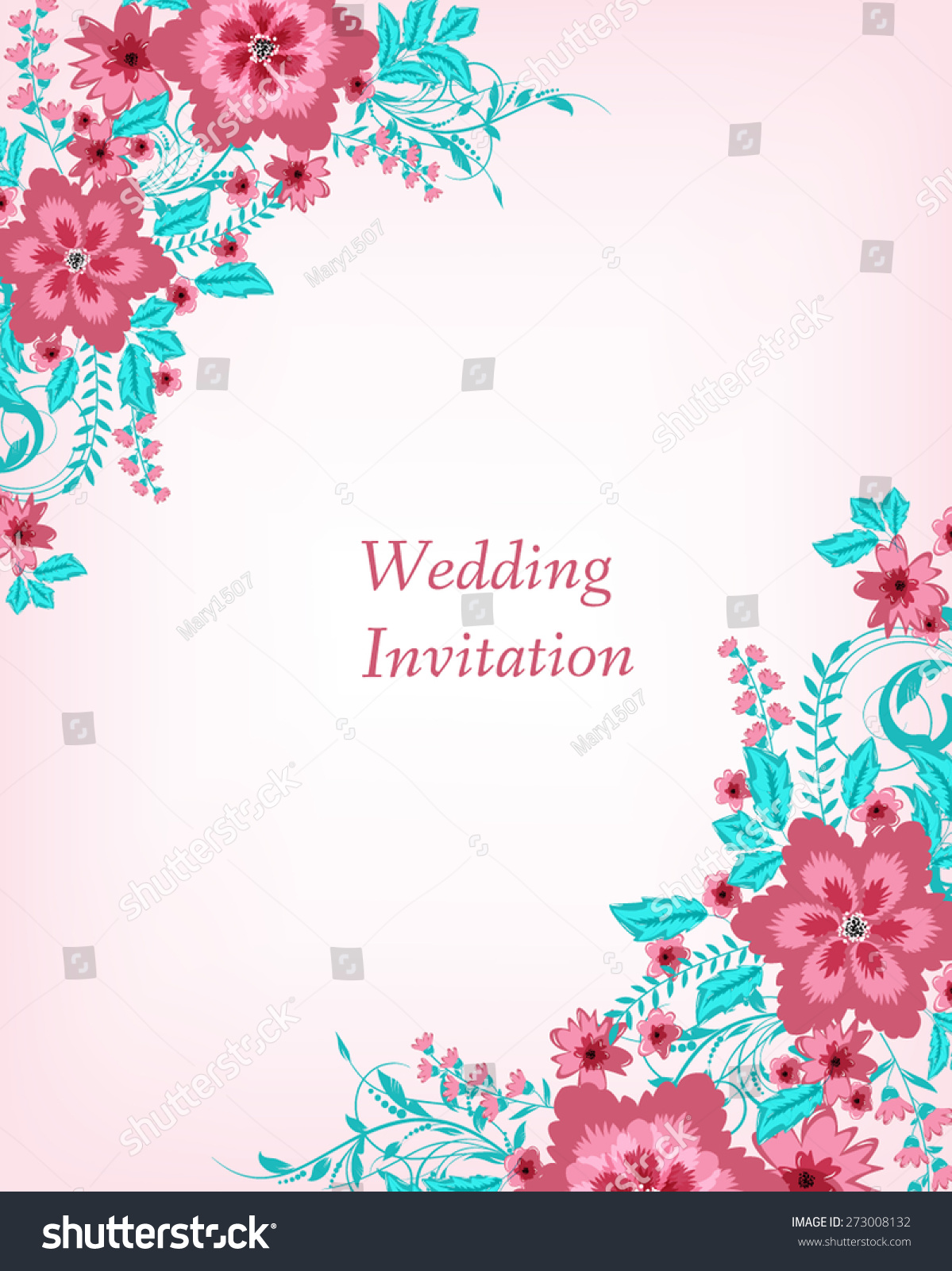 Wedding Invitation Card. Flowers Abstract Colorful Background. Romantic ...