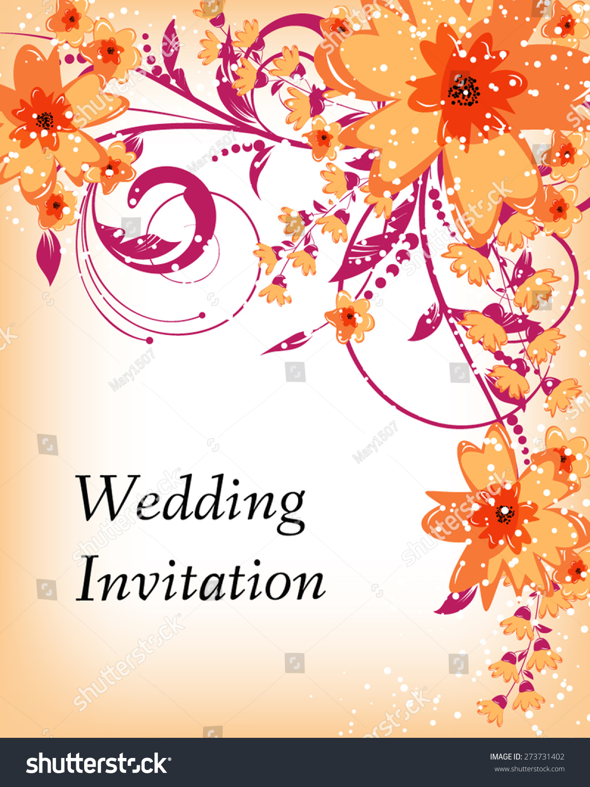 Wedding Invitation Card Flowers Abstract Colorful Stock Vector ...