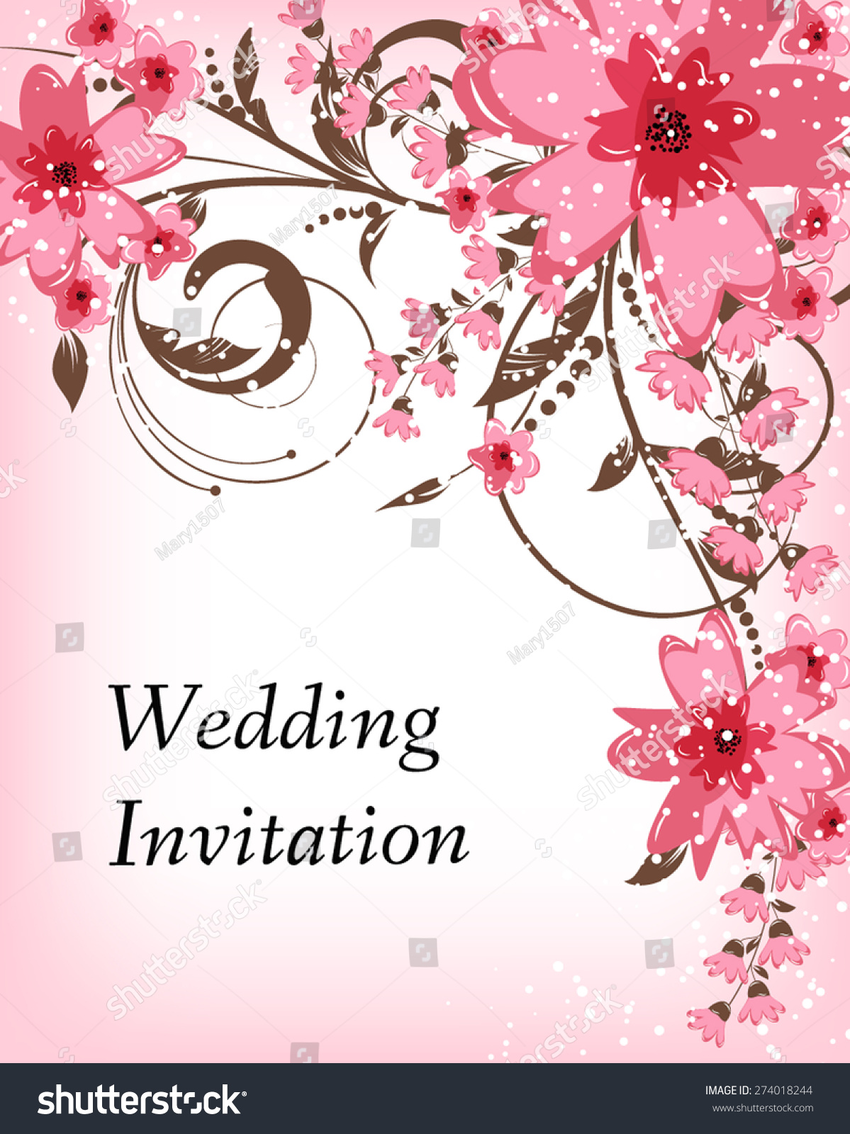 Wedding Invitation Card. Flowers Abstract Colorful Background. Romantic ...