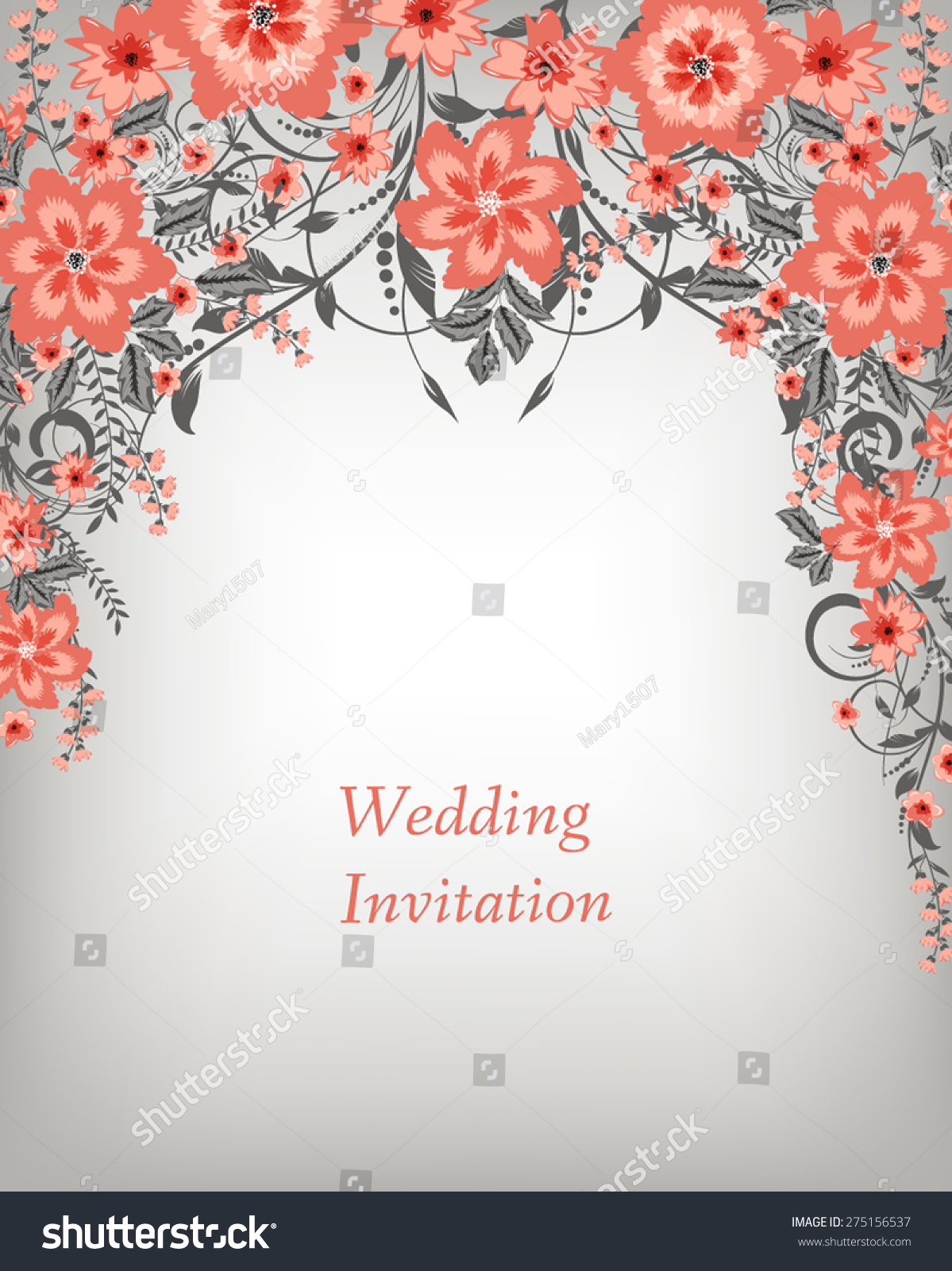 Wedding Invitation Card. Flowers Abstract Colorful Background. Romantic ...