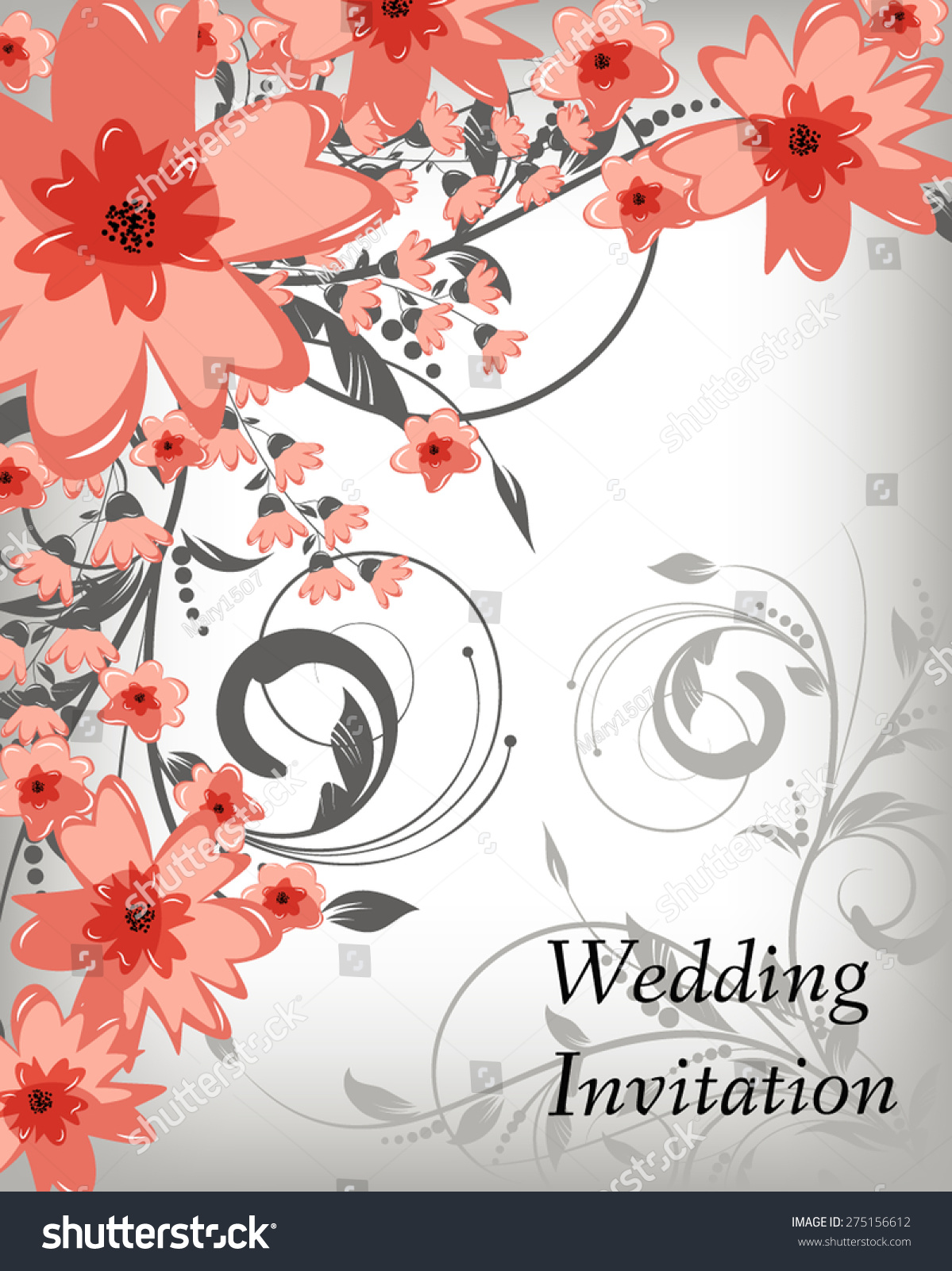 Wedding Invitation Card. Flowers Abstract Colorful Background. Romantic ...