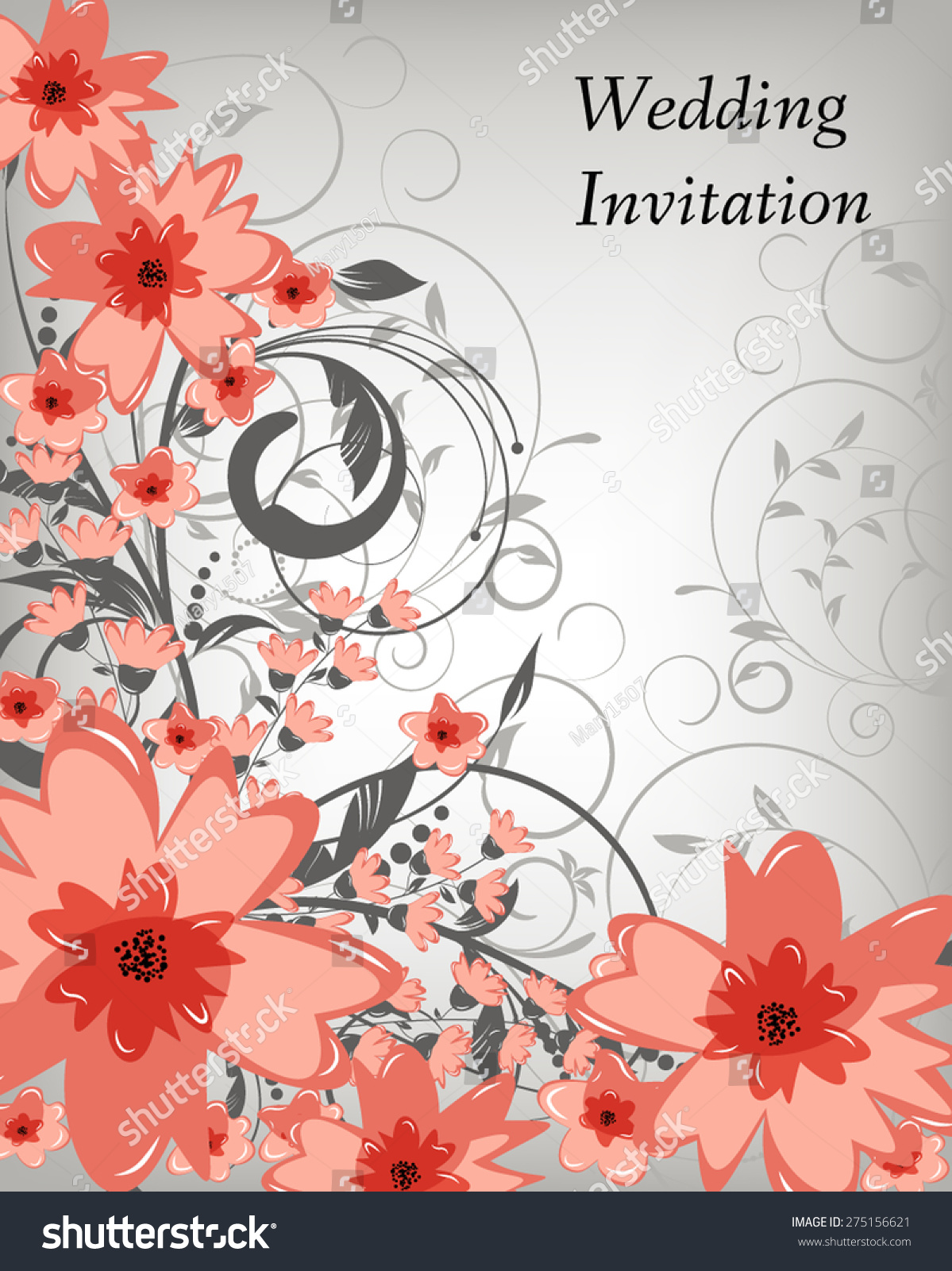 Wedding Invitation Card Flowers Abstract Colorful Stock Vector ...