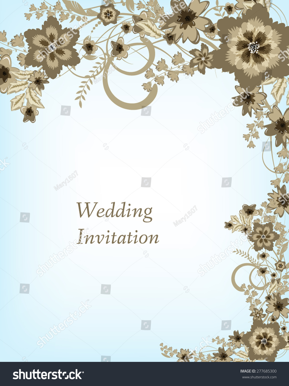 Wedding Invitation Card. Flowers Abstract Colorful Background. Romantic ...