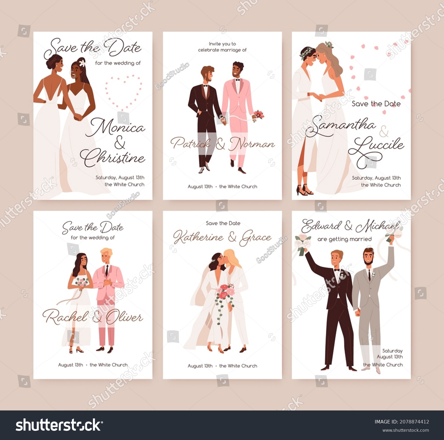 Wedding Invitation Card Templates Set Lgbt Stock Vector Royalty Free 2078874412 4246