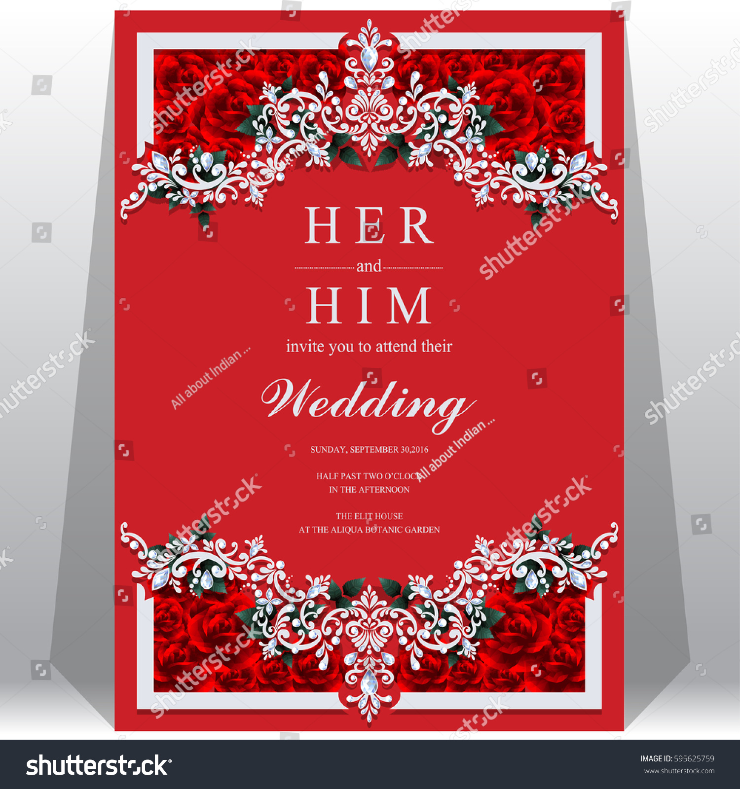 Wedding Invitation Card Templates Rose Gold Stock Vector (Royalty ...