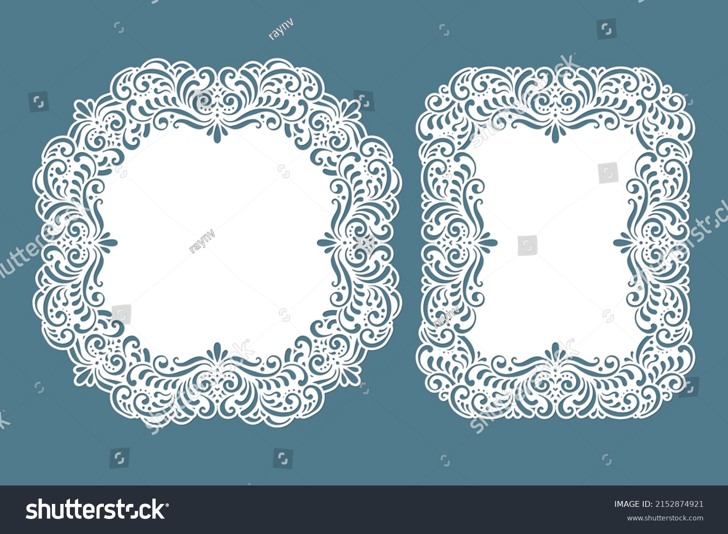 SVG of Wedding invitation card with Belly Band, Laser cut template, vector. svg