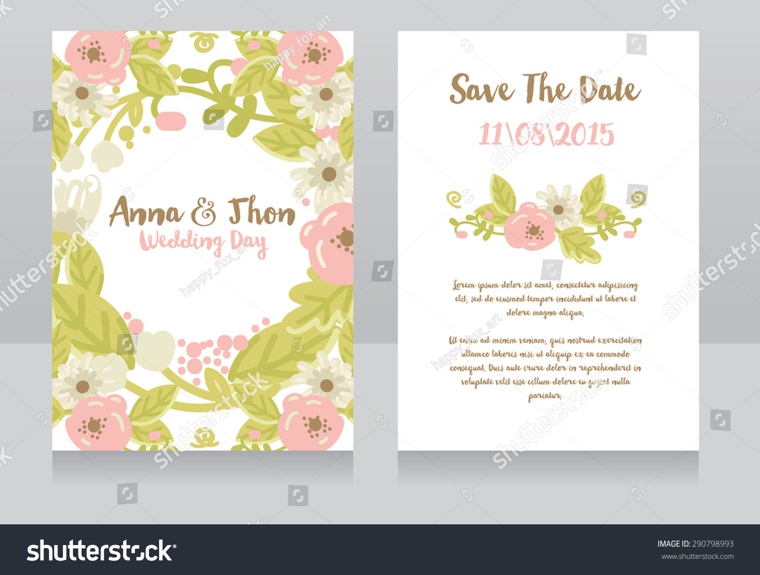 Wedding Invitation Cards Vector Illustration Stock Vector (Royalty Free
