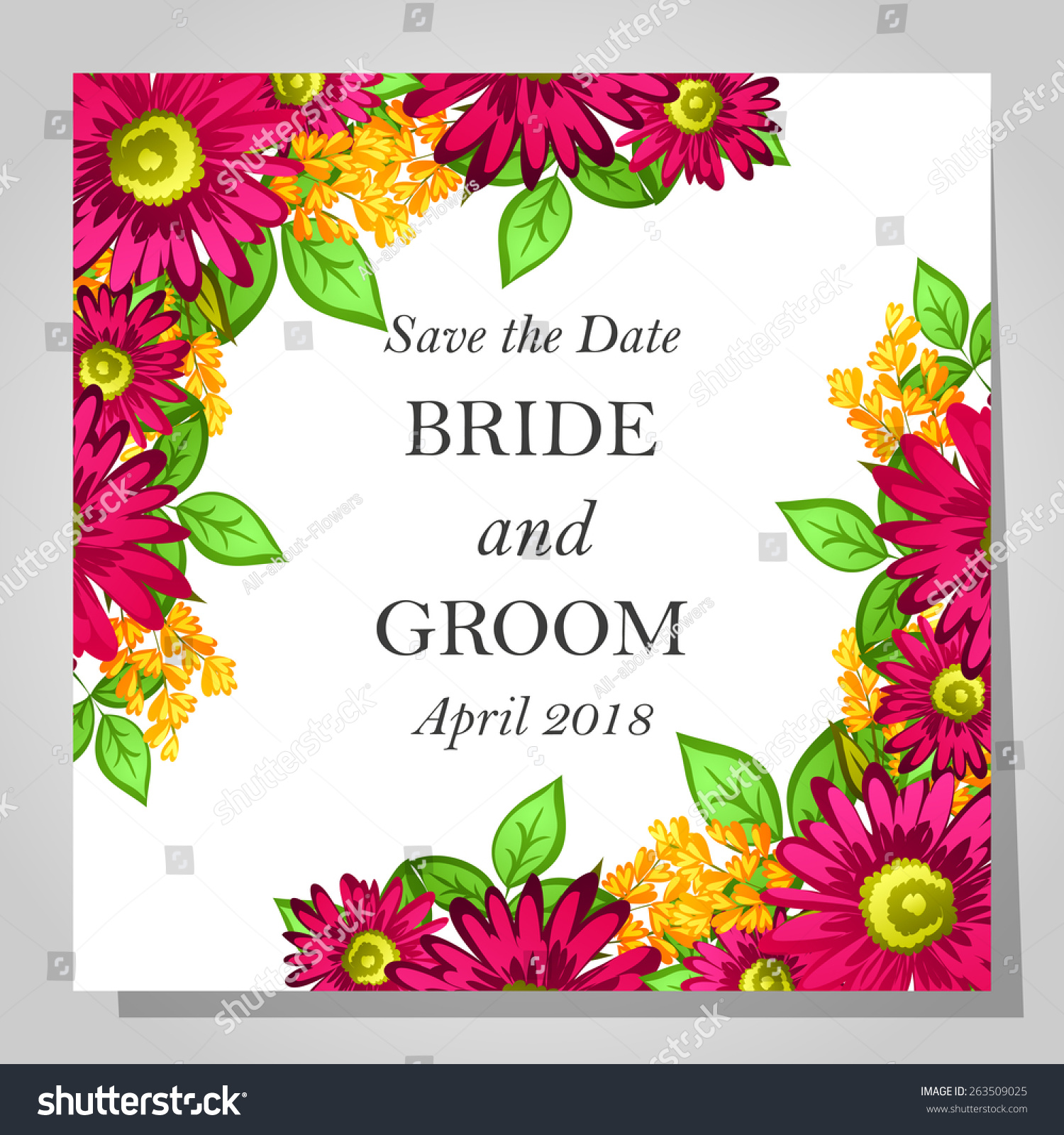 Wedding Invitation Cards Floral Elements Stock Vector (Royalty Free ...