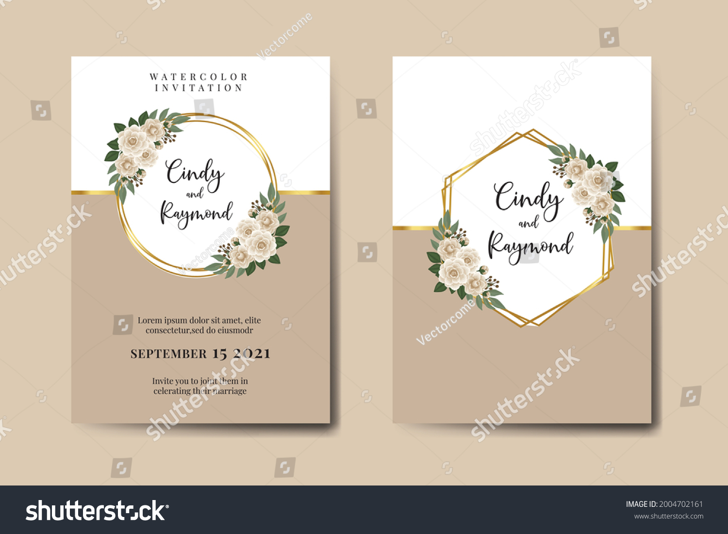 SVG of Wedding invitation frame set, floral watercolor Digital hand drawn Camellia Flower design Invitation Card Template svg