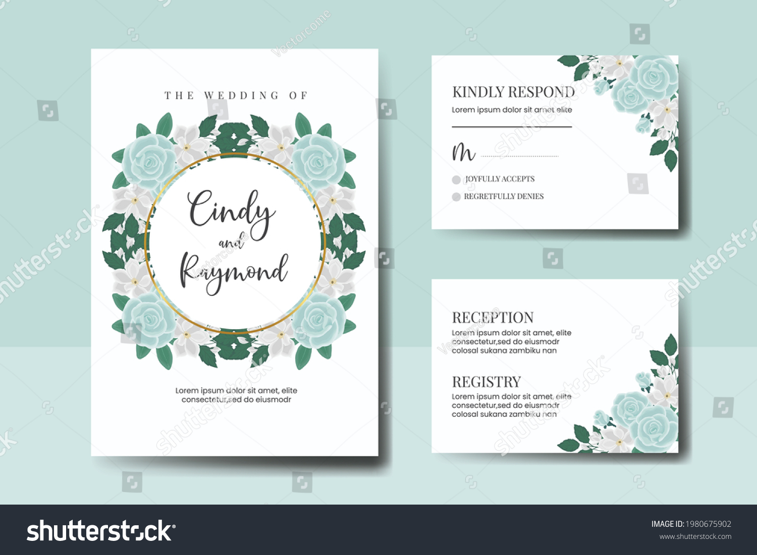 SVG of Wedding invitation frame set, floral watercolor hand drawn Rose with Magnolia Flower design Invitation Card Template svg