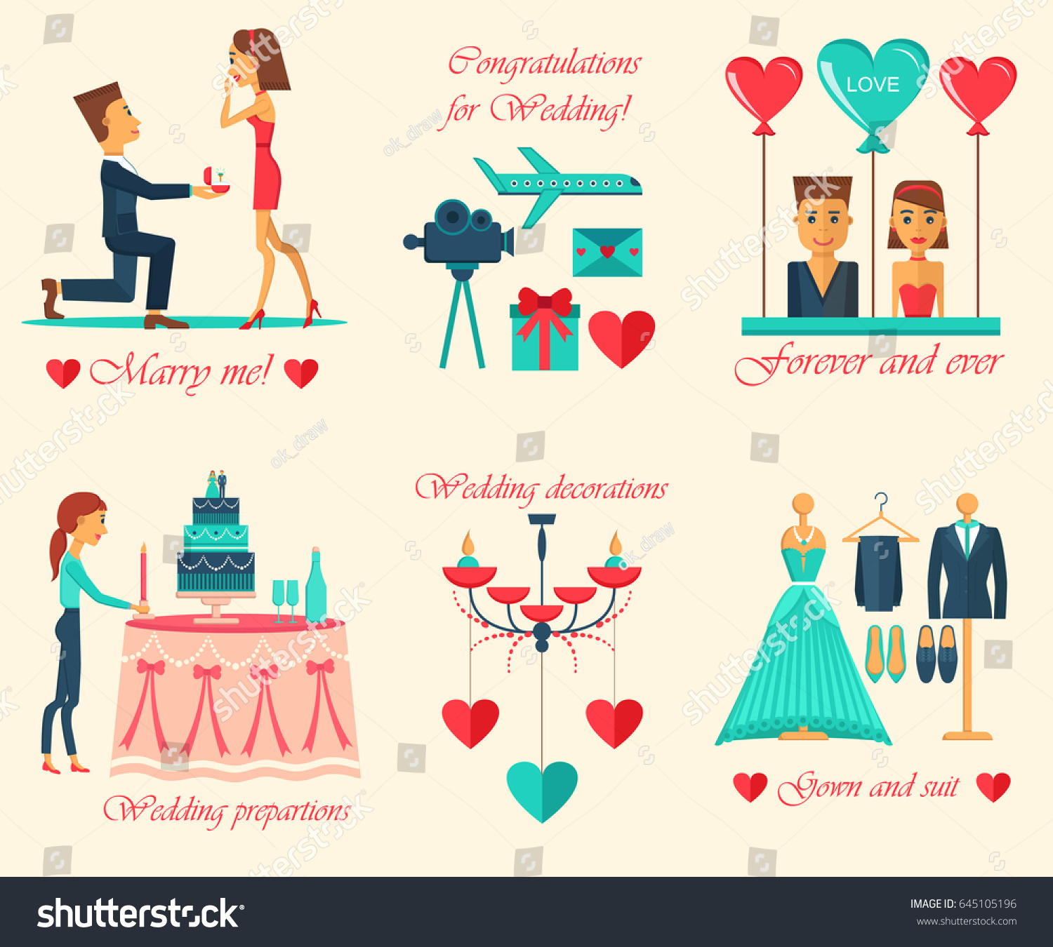 Wedding Invitation Posters Template Vectorillustration Wedding: Vector