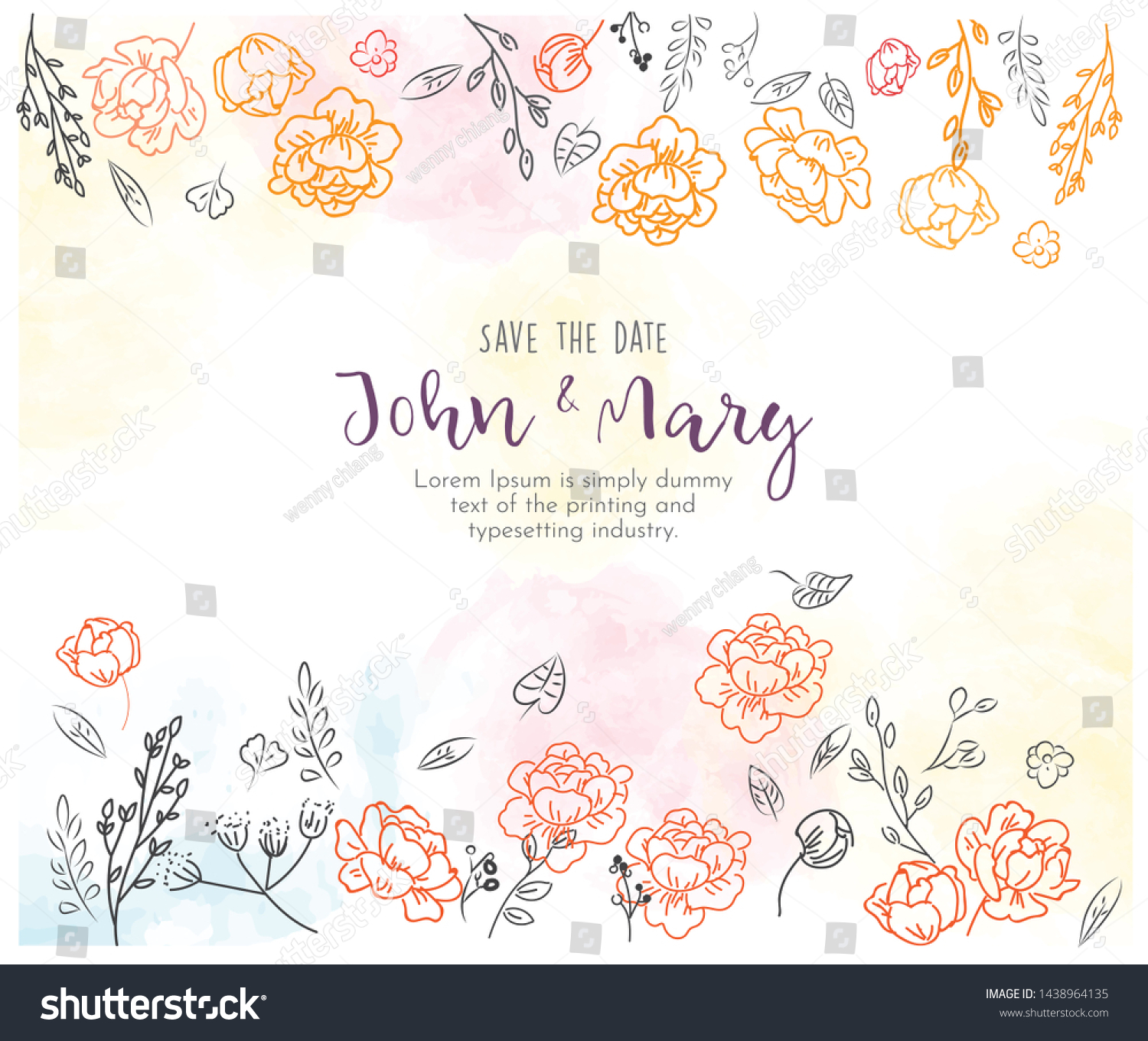 Wedding Invitation Vector Floral Template Stock Vector (Royalty Free