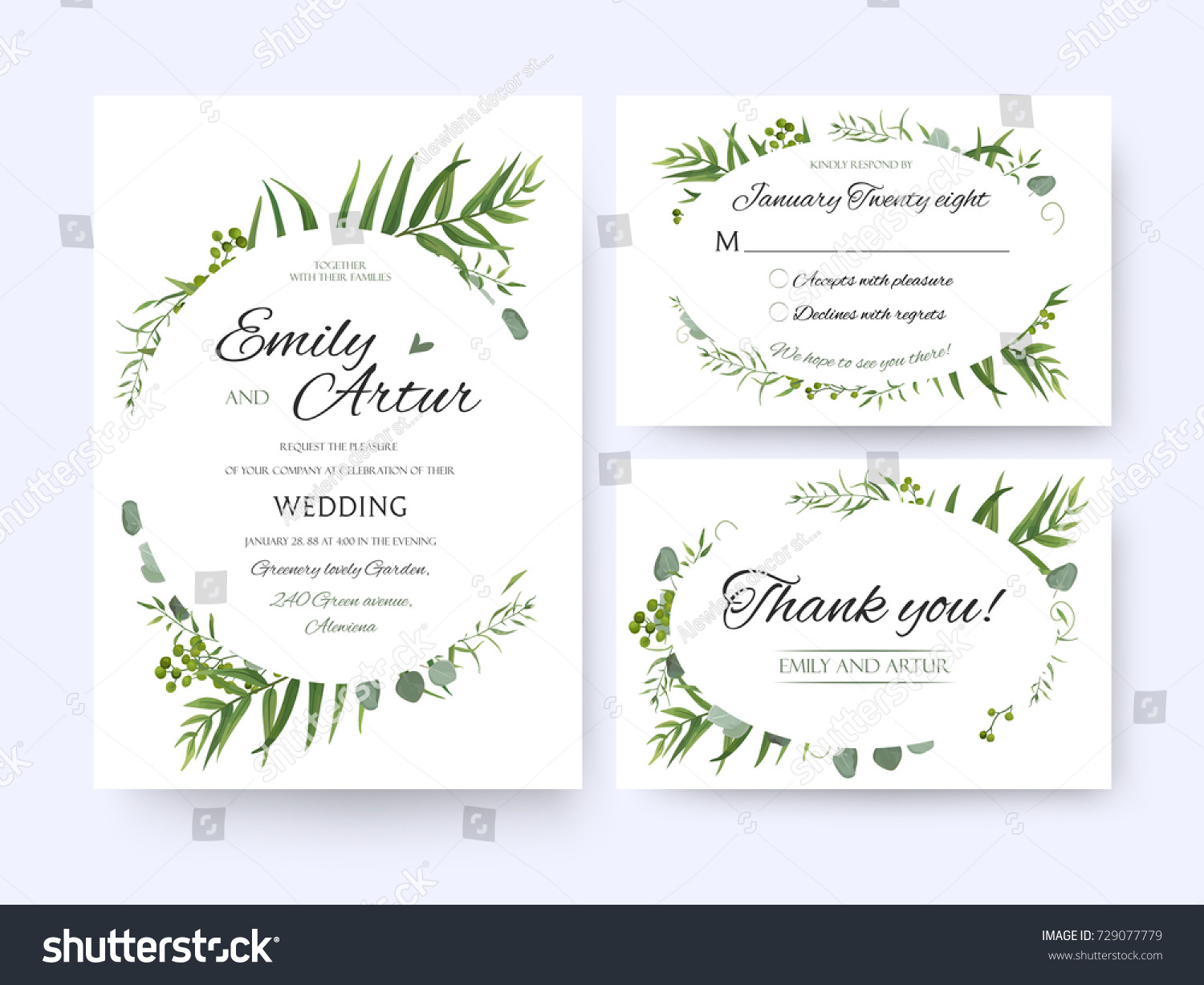 wedding invite invitation rsvp thank you のベクター画像素材