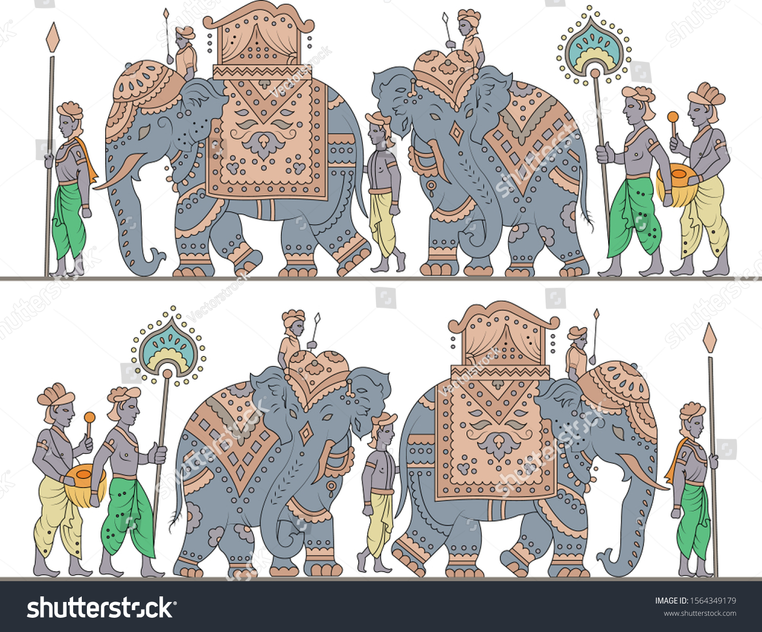 Wedding Procession Mughal Empire This Scene Stock Vector (Royalty Free ...