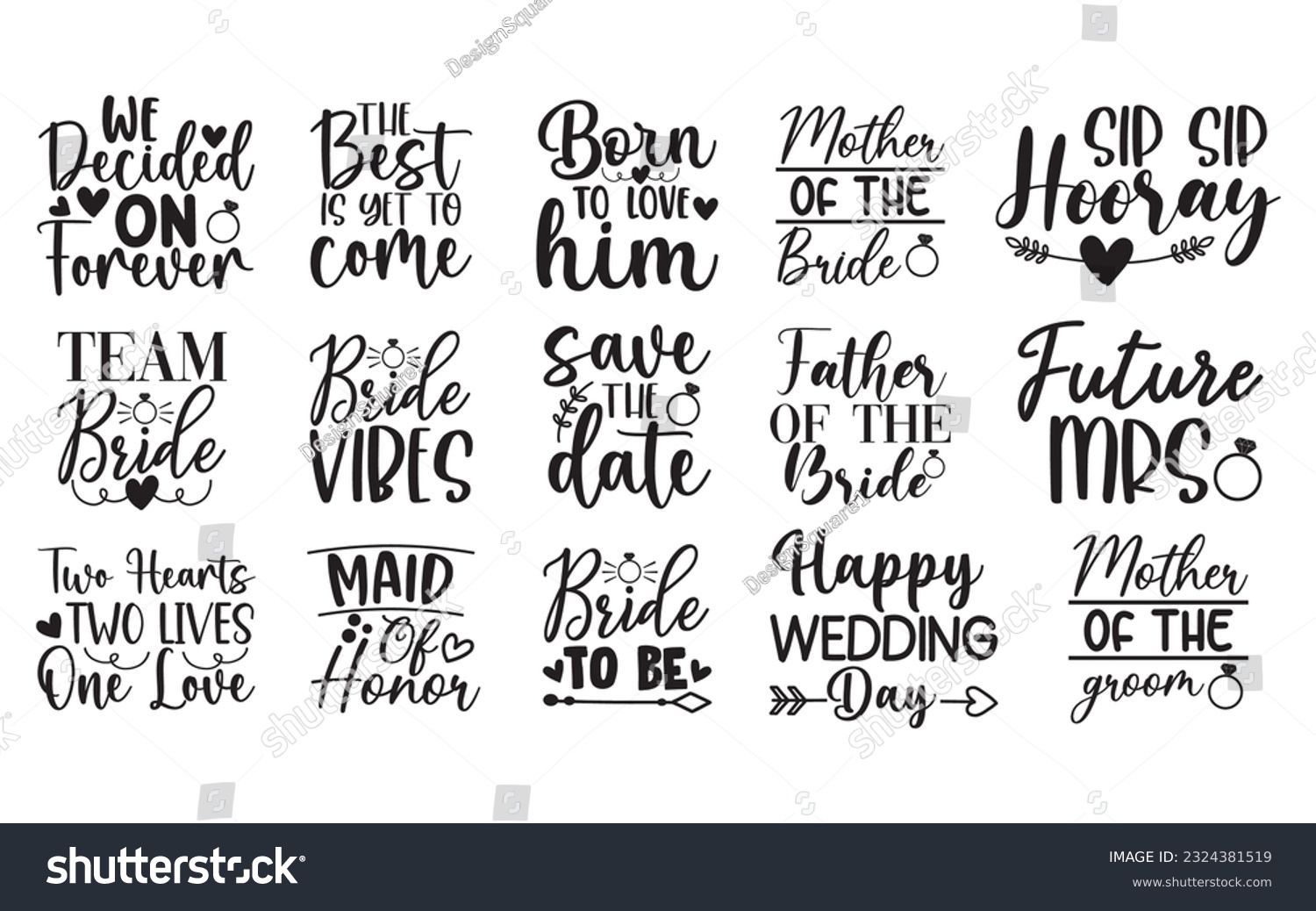 SVG of Wedding Quotes Bundle, Wedding Quotes Bundle Of 20 svg Files for Cutting Machines Cameo Cricut, Wedding Quotes, Hand drawn typography quote bundle, svg