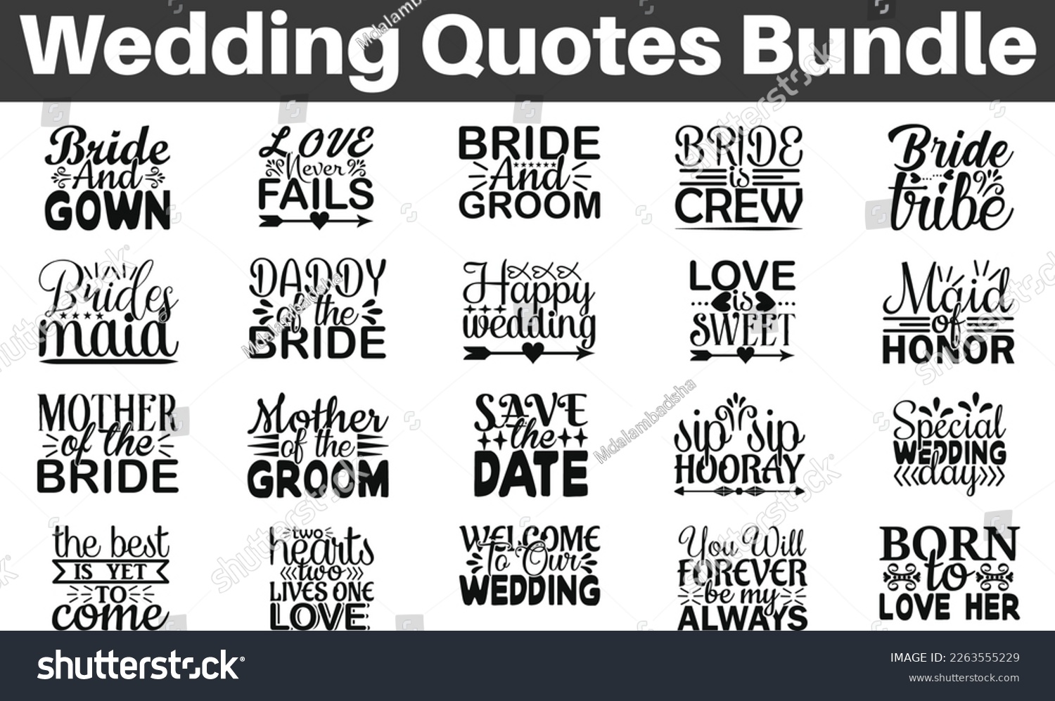SVG of Wedding Quotes Bundle, Wedding saying t shirt designs, Quotes about Wedding, Magical cut files, Wedding cut files Bundle of SVG eps Files for Cutting Machines Cameo Cricut.  svg