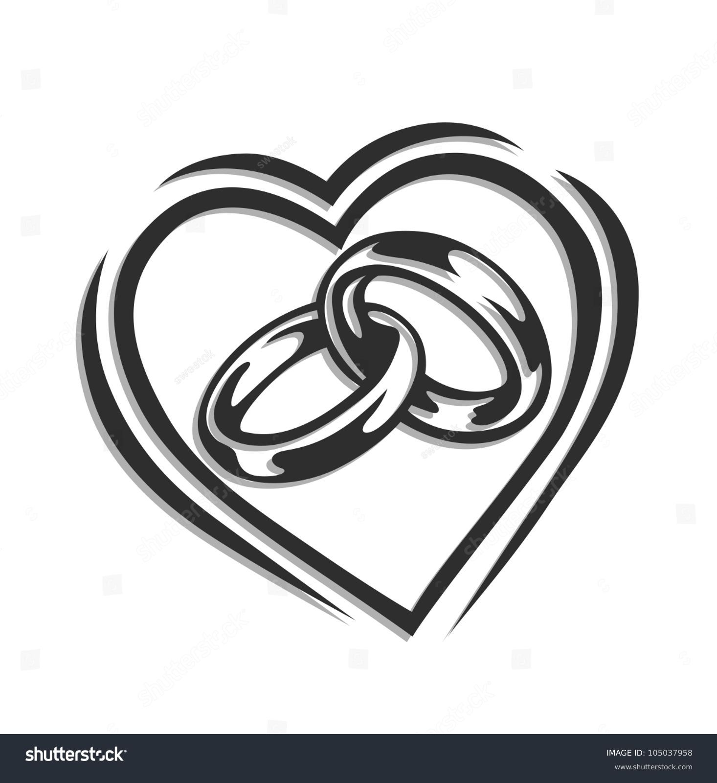 Wedding Ring In Heart Vector Illustration Isolated On White Background ...